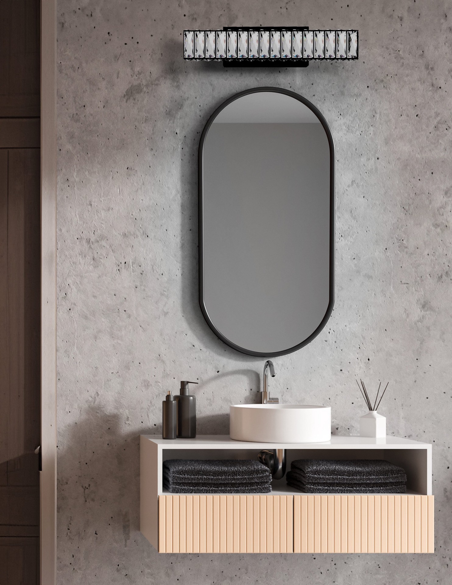 slide 5 of 6, allen + roth Aurelis 24.3-in 1 -Light Matte Black Glam Vanity light bar, 1 ct