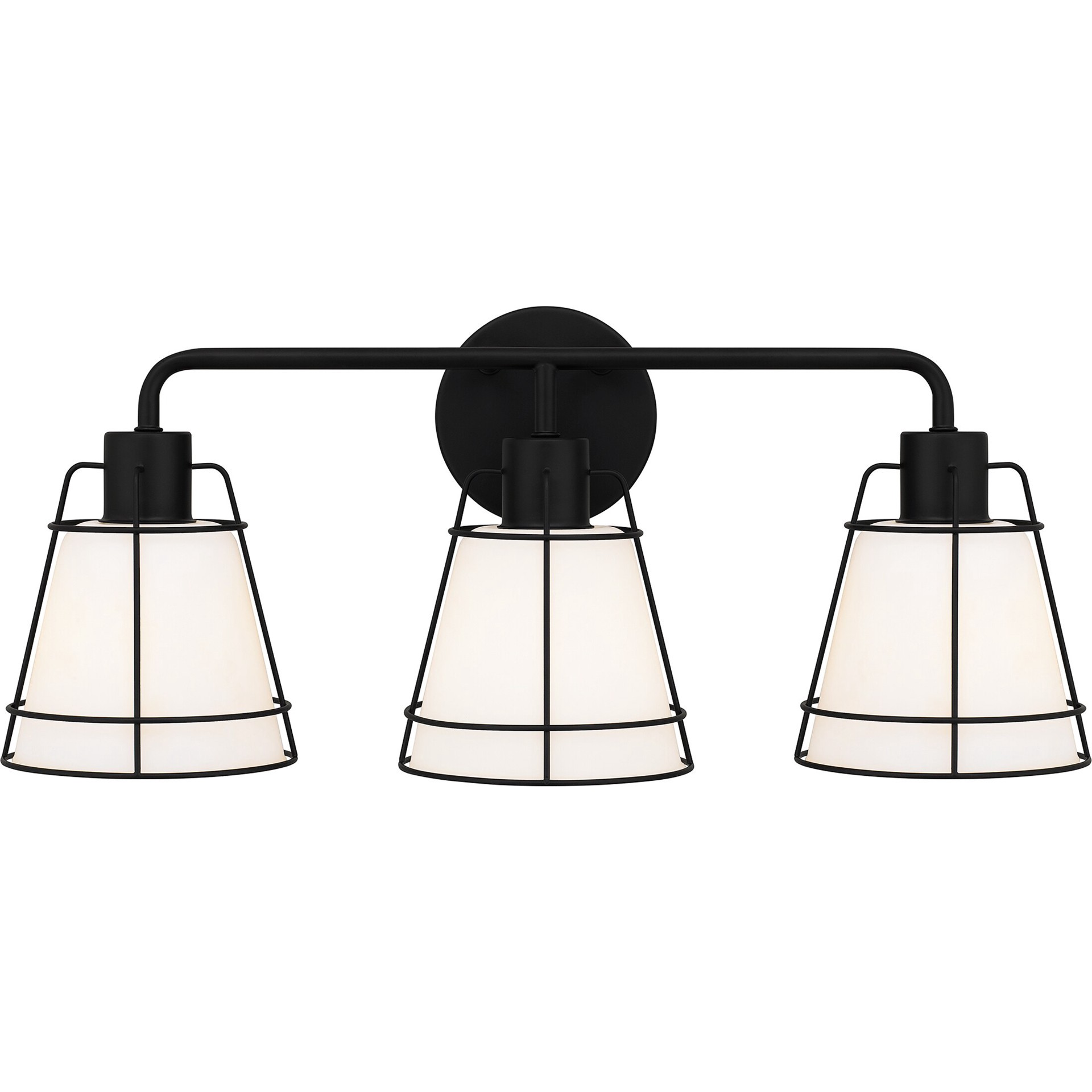slide 2 of 6, Quoizel Valencia 22-in 3 -Light Matte Black Transitional Vanity light, 1 ct