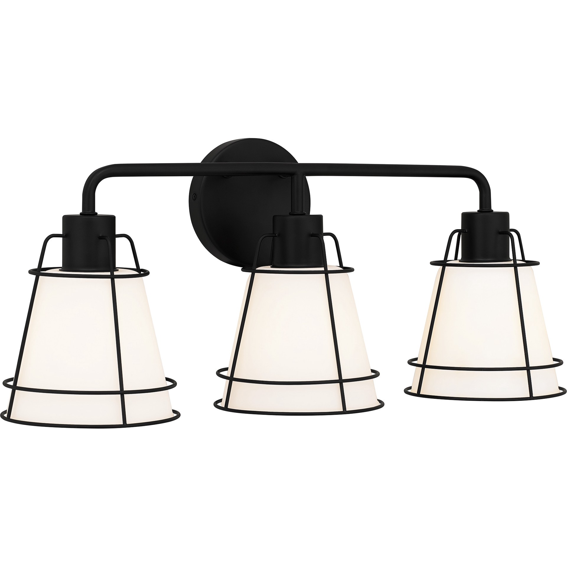 slide 3 of 6, Quoizel Valencia 22-in 3 -Light Matte Black Transitional Vanity light, 1 ct