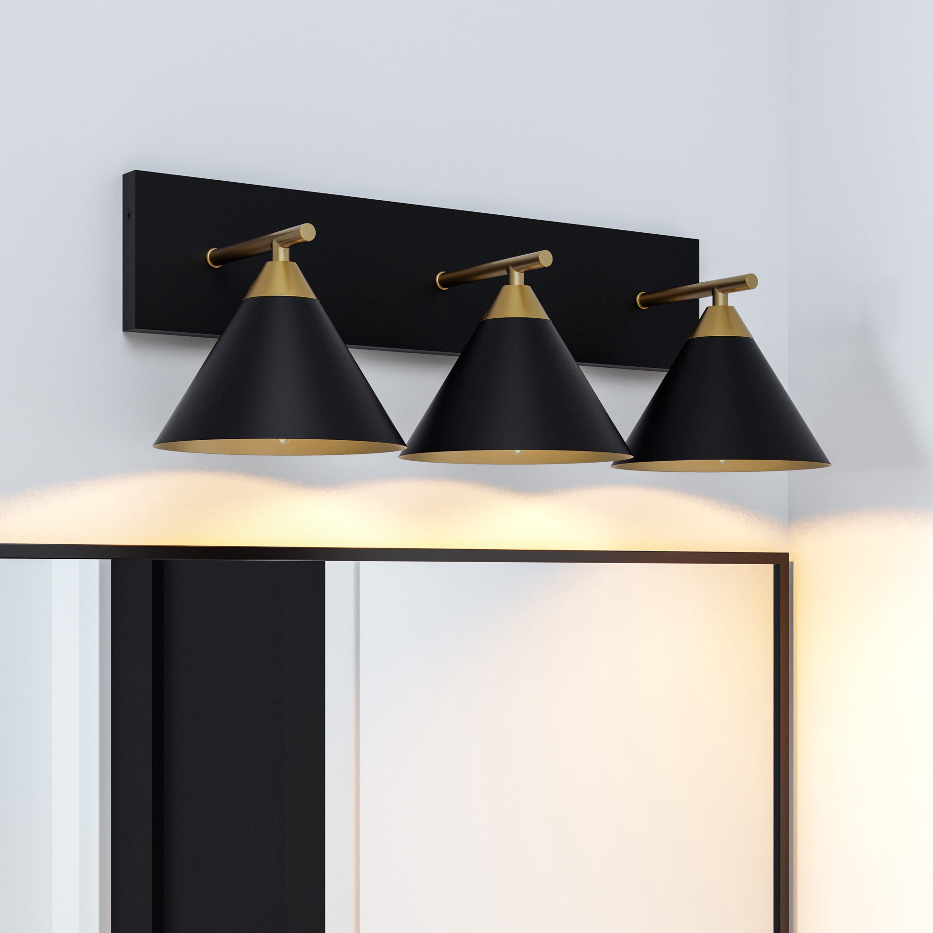 slide 1 of 6, Quoizel Raleigh 22-in 3 -Light Matte Black Modern/contemporary Vanity light, 1 ct