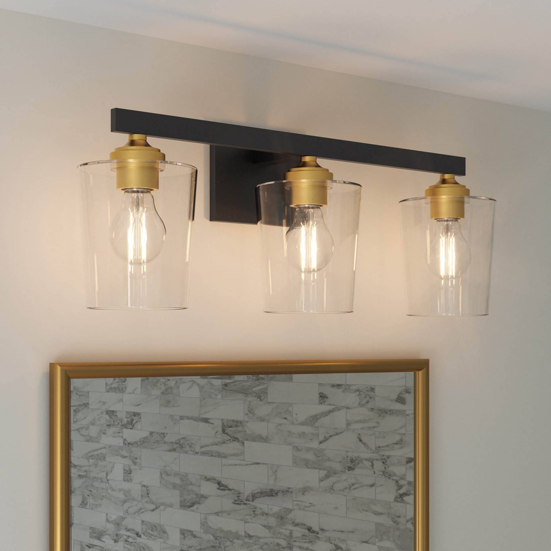 slide 1 of 6, Quoizel Whitlock 23-in 3 -Light Matte Black Modern/contemporary Vanity light, 1 ct