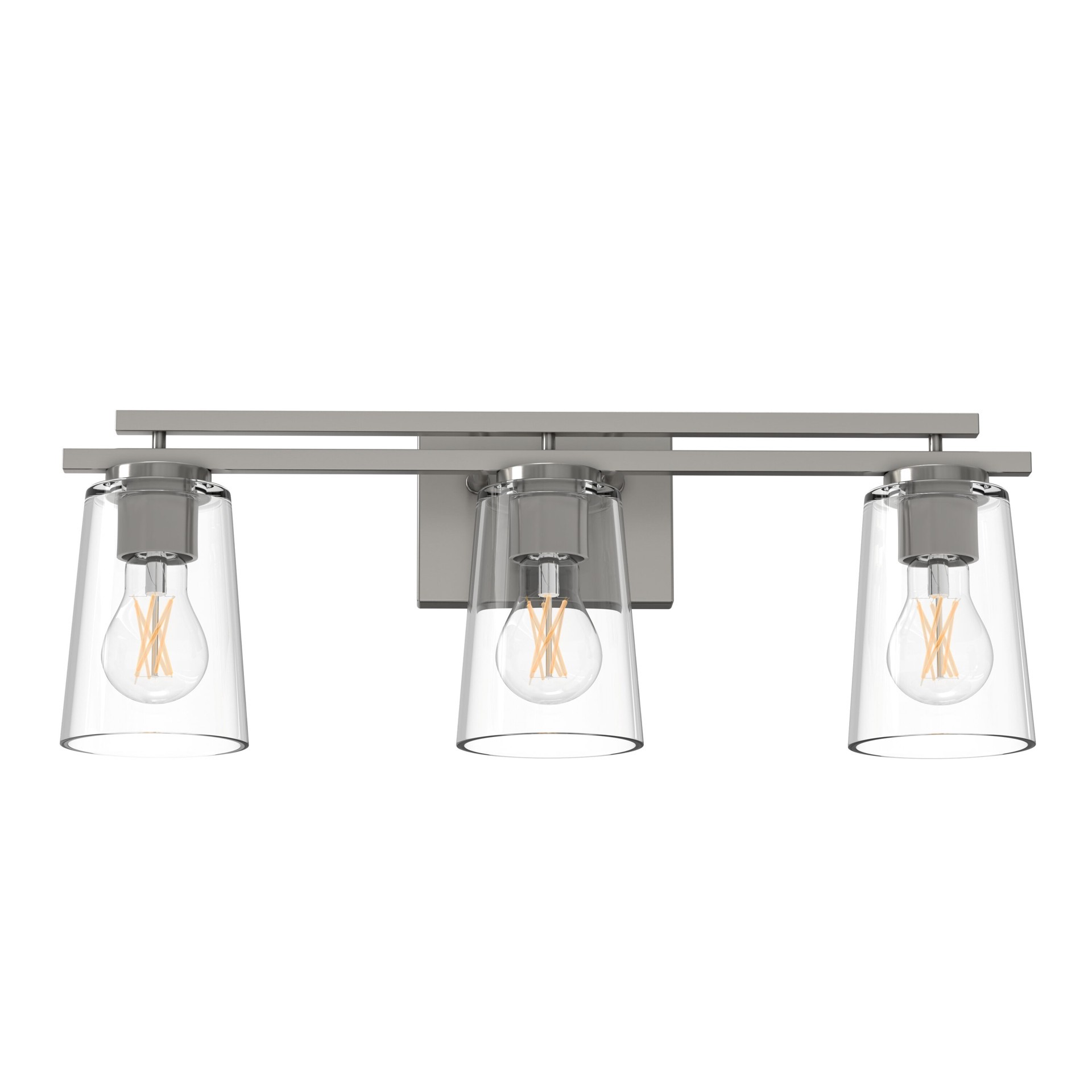 slide 4 of 6, allen + roth Houlton 22-in 3 -Light Brushed Nickel Modern/contemporary Vanity light, 1 ct