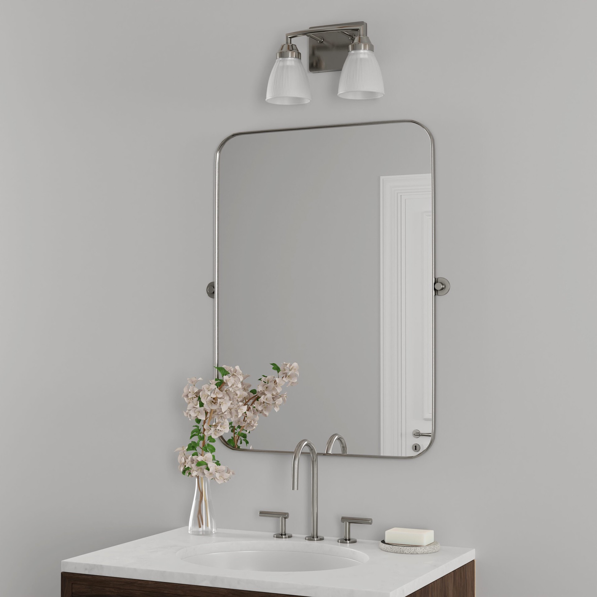 slide 4 of 6, Style Selections Mix and Match 10.62-in 2 -Light Brushed Nickel Transitional Vanity light fitter, 1 ct