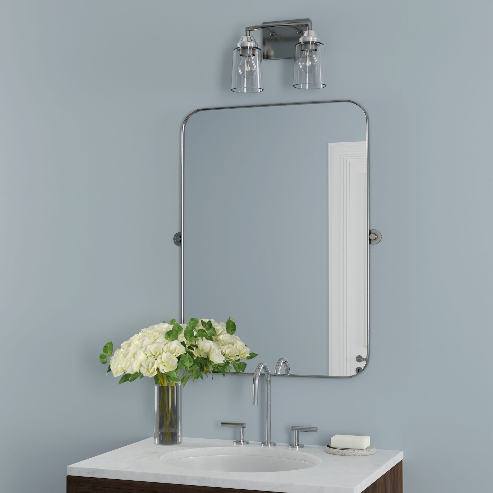 slide 5 of 6, Style Selections Mix and Match 10.62-in 2 -Light Brushed Nickel Transitional Vanity light fitter, 1 ct