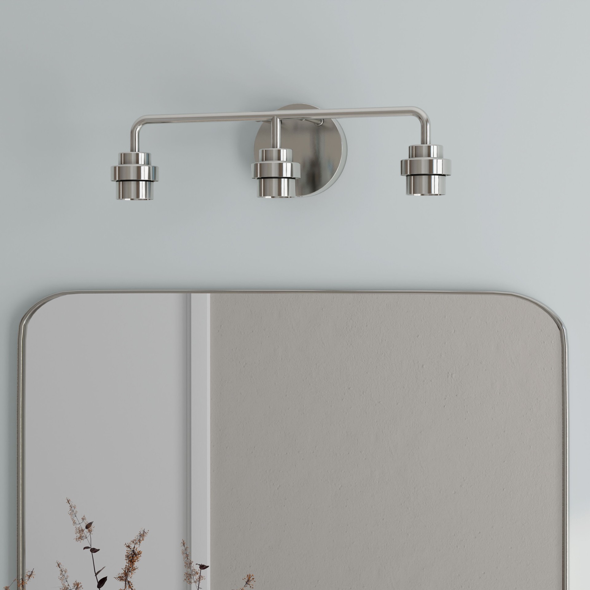 slide 1 of 6, Style Selections Mix and Match 18.5-in 3 -Light Brushed Nickel Transitional Vanity light fitter, 1 ct