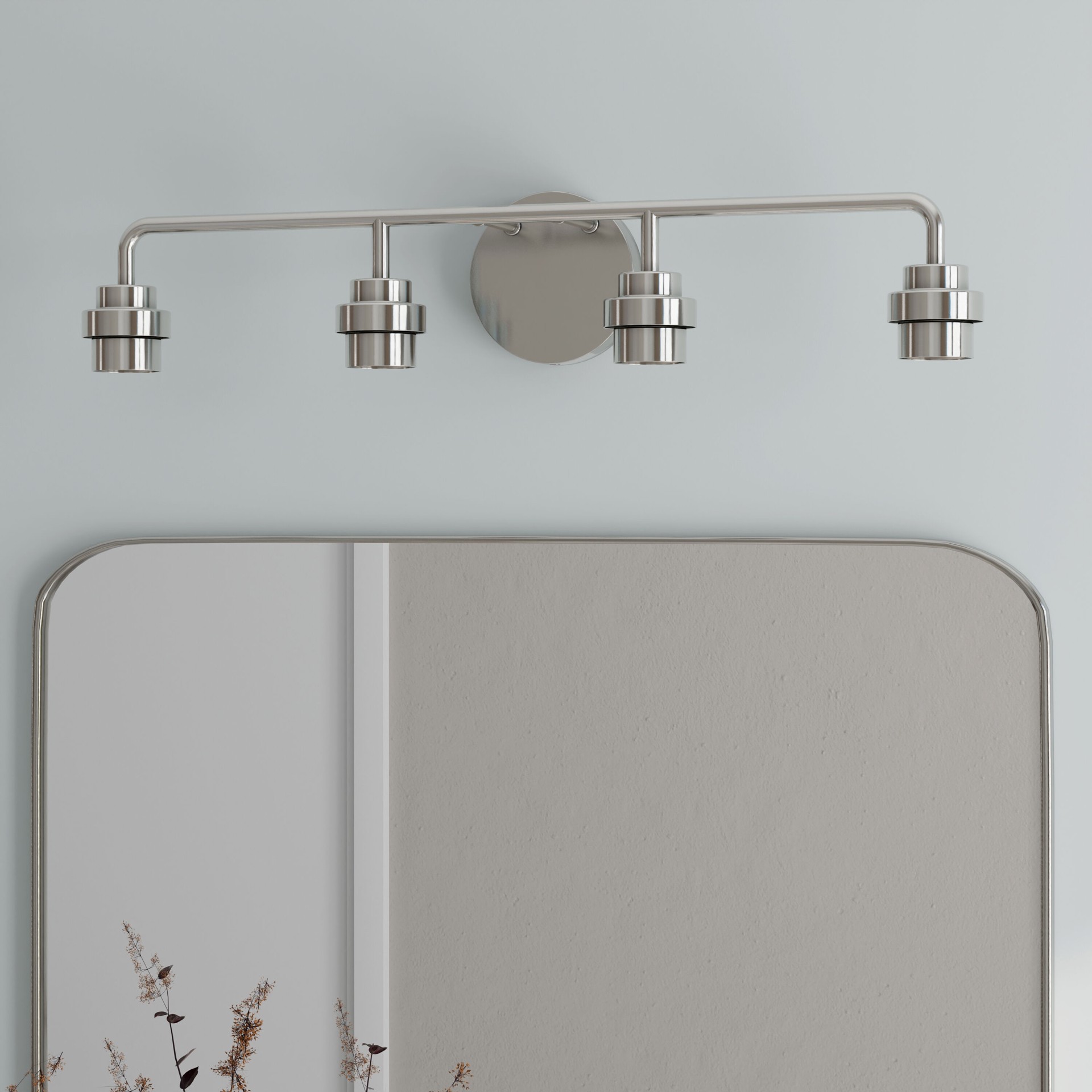 slide 1 of 6, Style Selections Mix and Match 26.5-in 4 -Light Brushed Nickel Transitional Vanity light fitter, 1 ct