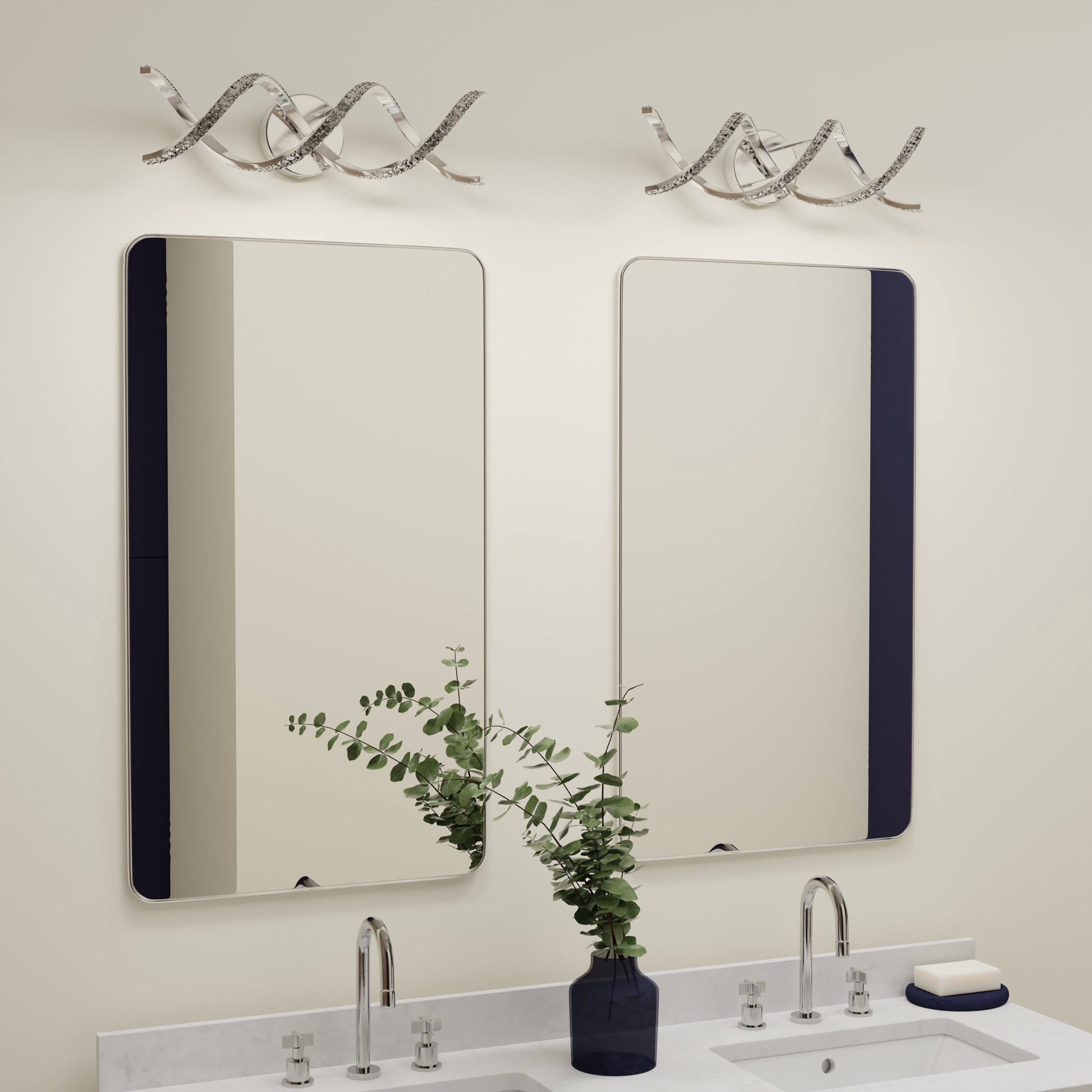 slide 5 of 6, allen + roth Toccoa 22.06-in 2 -Light Chrome Integrated LED Modern/contemporary Vanity light, 1 ct