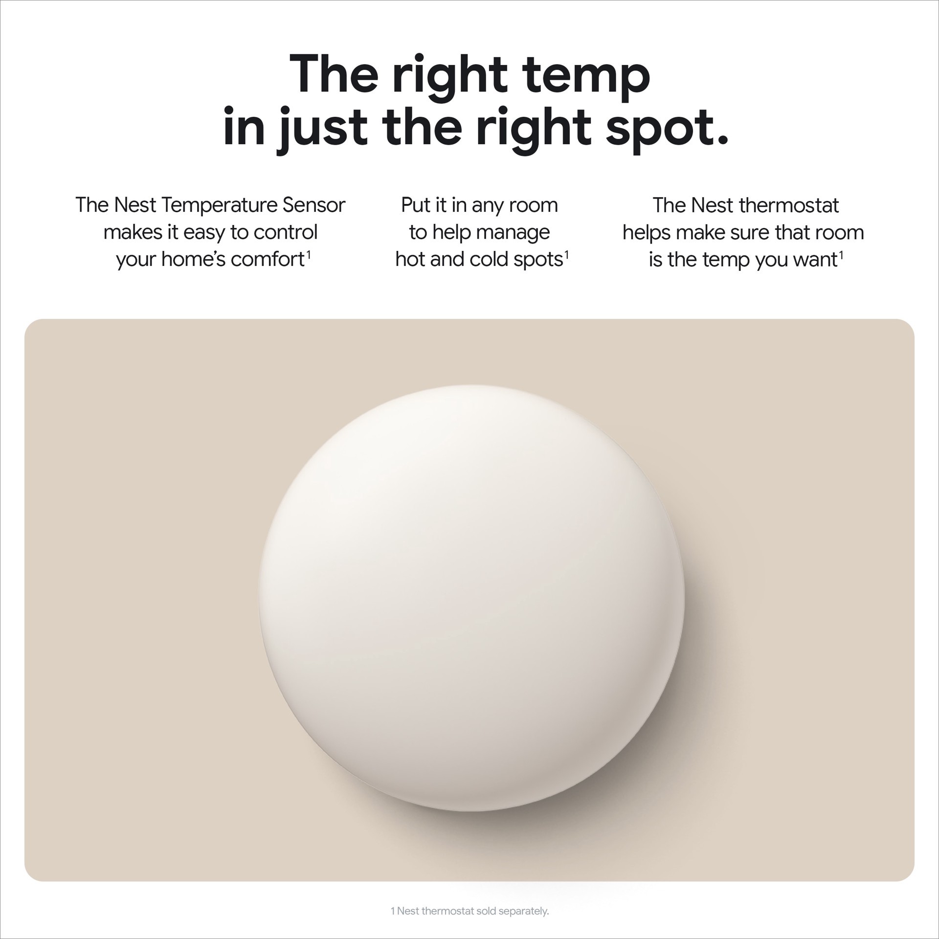 slide 4 of 6, Google Nest Temperature Sensor (2nd Gen), 1 ct