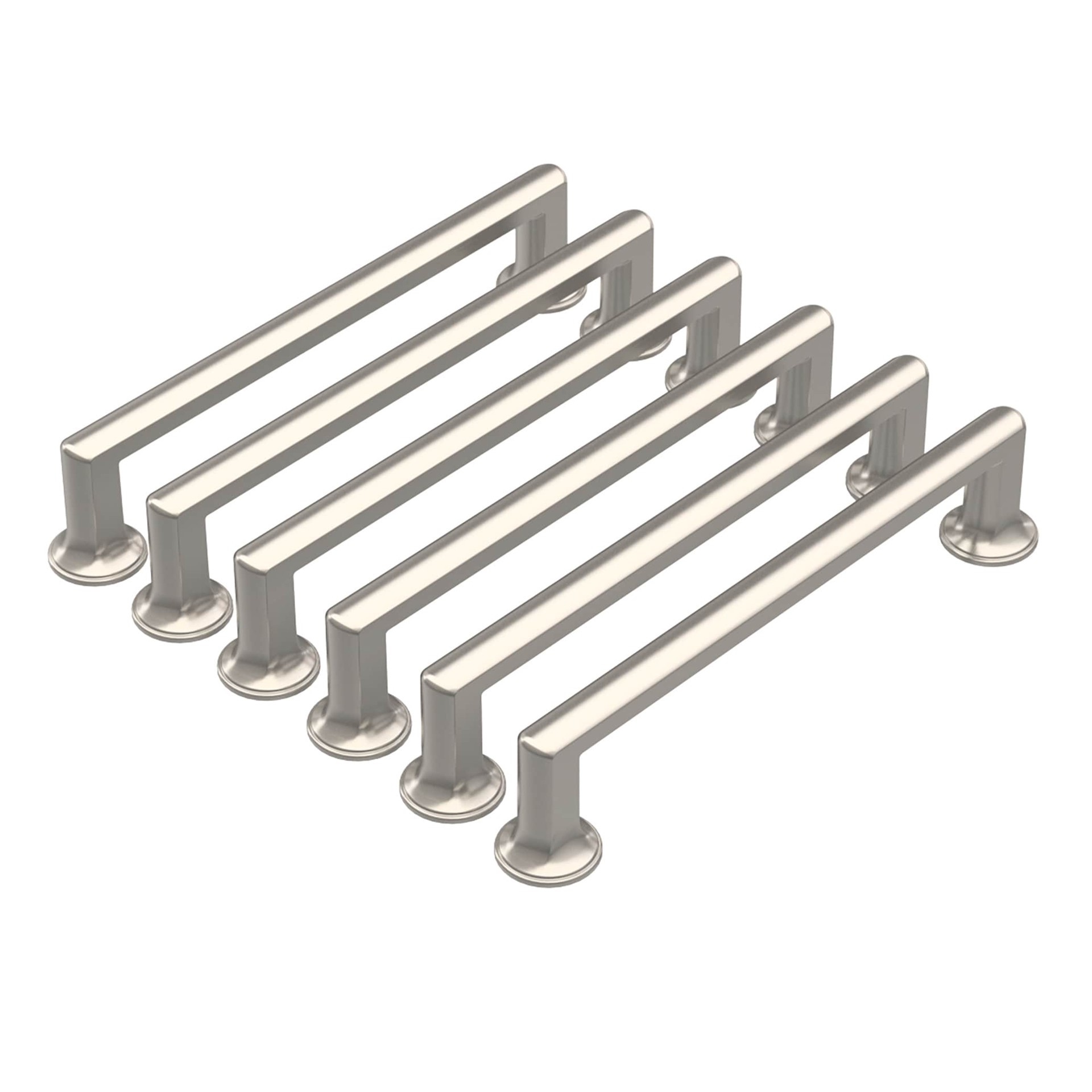 slide 5 of 6, allen + roth LOWDER 5-1/16-in , 128mm Center to Center Satin Nickel Rectangular Handle Drawer Pull, 1 ct