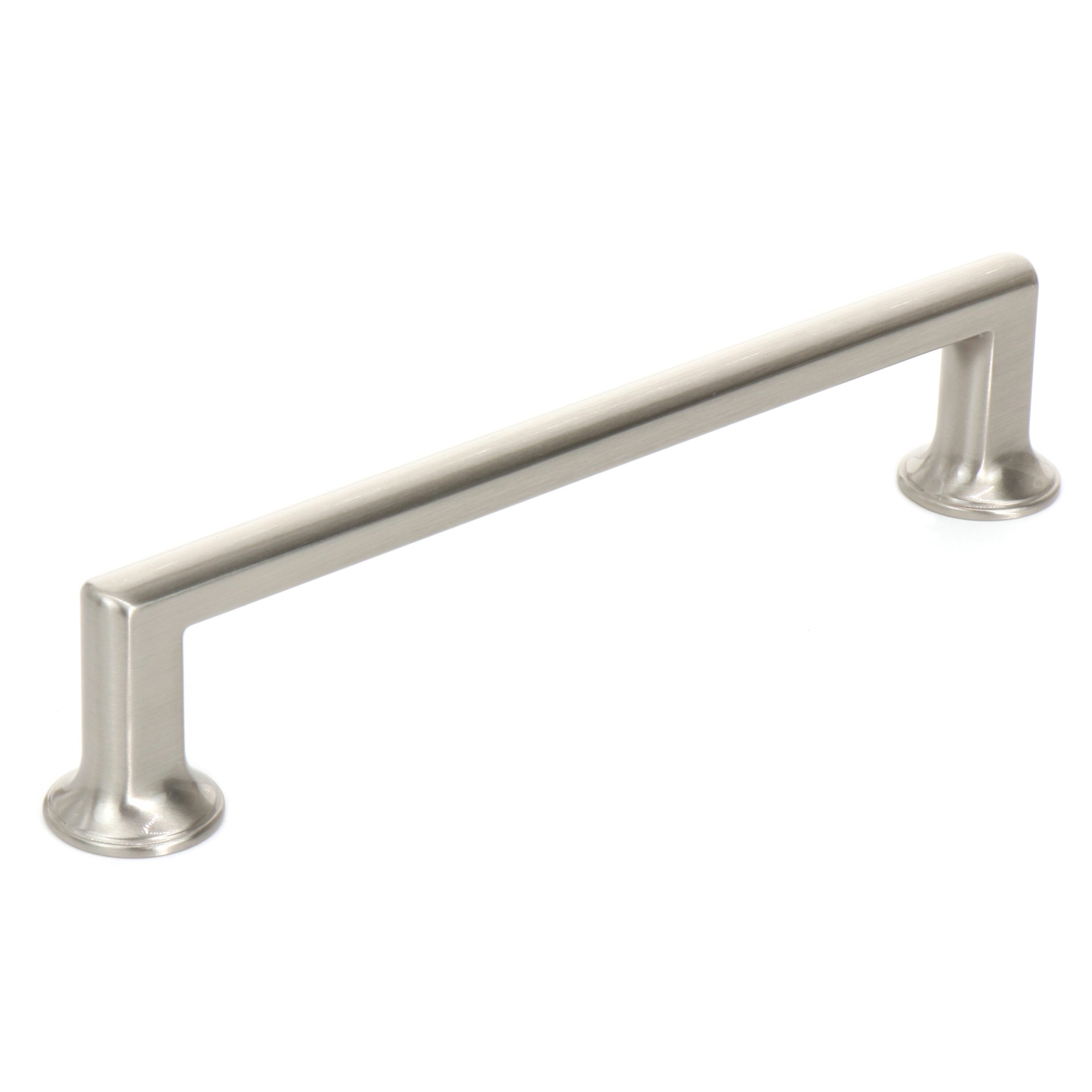 slide 1 of 6, allen + roth LOWDER 5-1/16-in , 128mm Center to Center Satin Nickel Rectangular Handle Drawer Pull, 1 ct