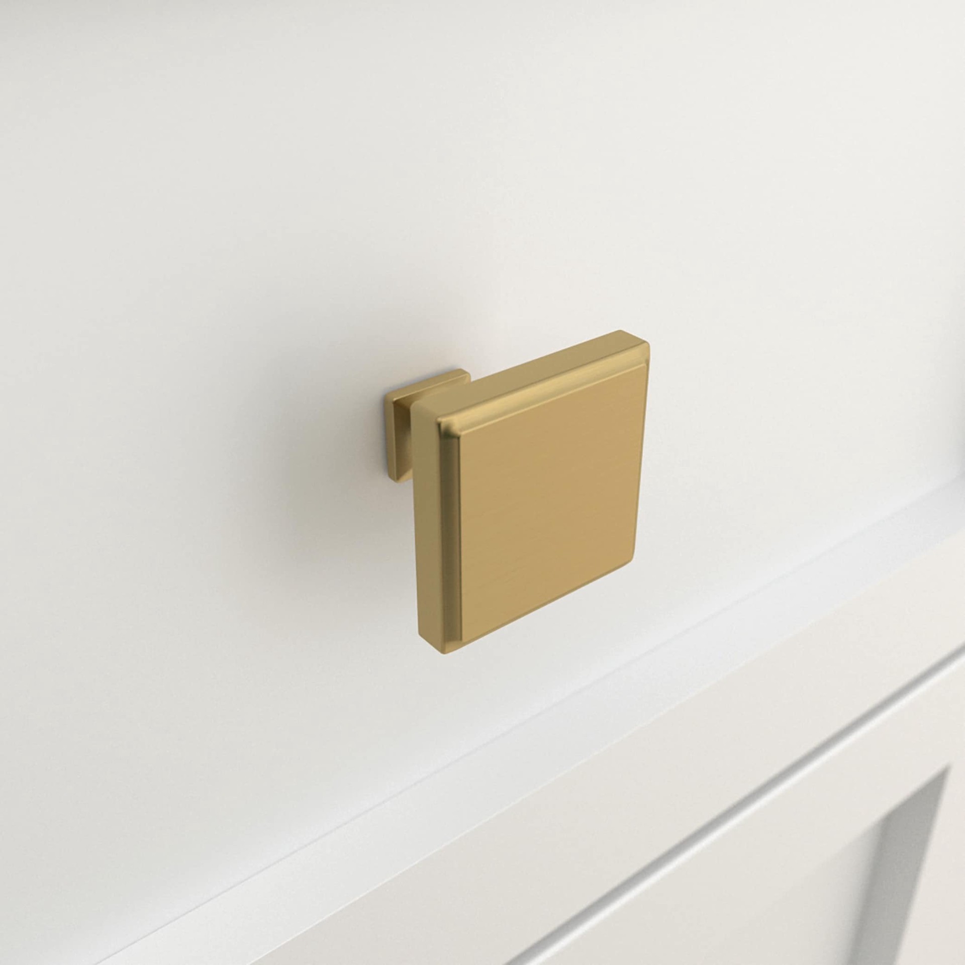 slide 2 of 6, allen + roth CAMREN 1-1/4-in Brushed Gold Square Traditional Cabinet Knob, 1 ct