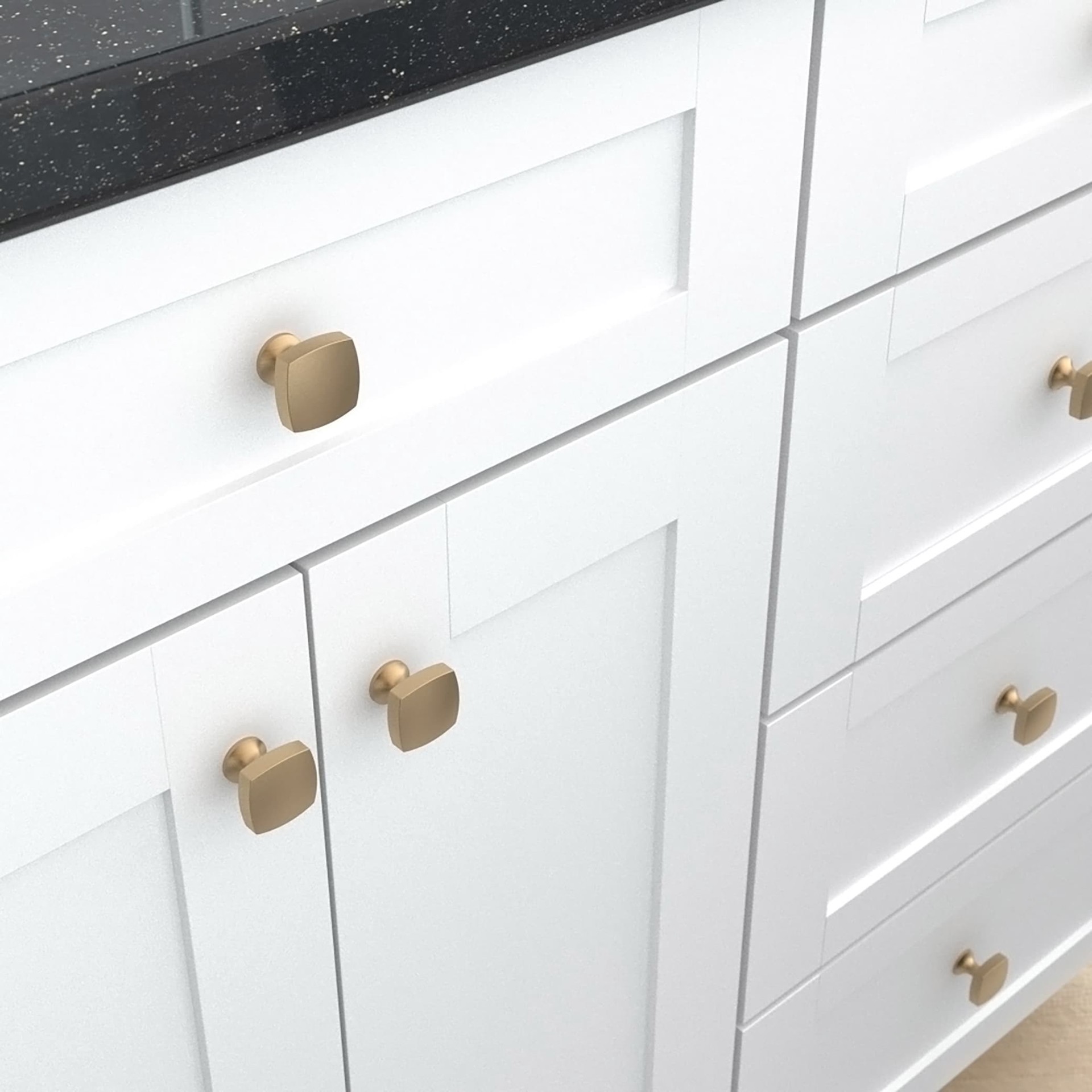 slide 3 of 6, Origin 21 SKYE 1-1/5-in Brushed Gold Square Transitional Cabinet Knob, 1 ct