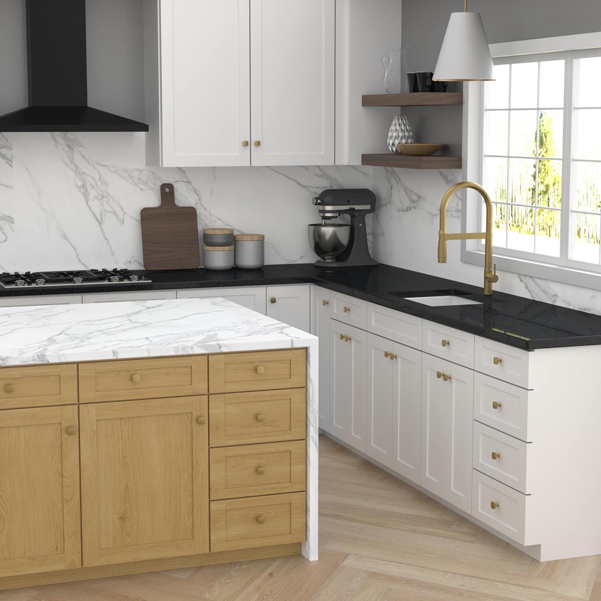 slide 4 of 6, Origin 21 SKYE 1-1/5-in Brushed Gold Square Transitional Cabinet Knob, 1 ct