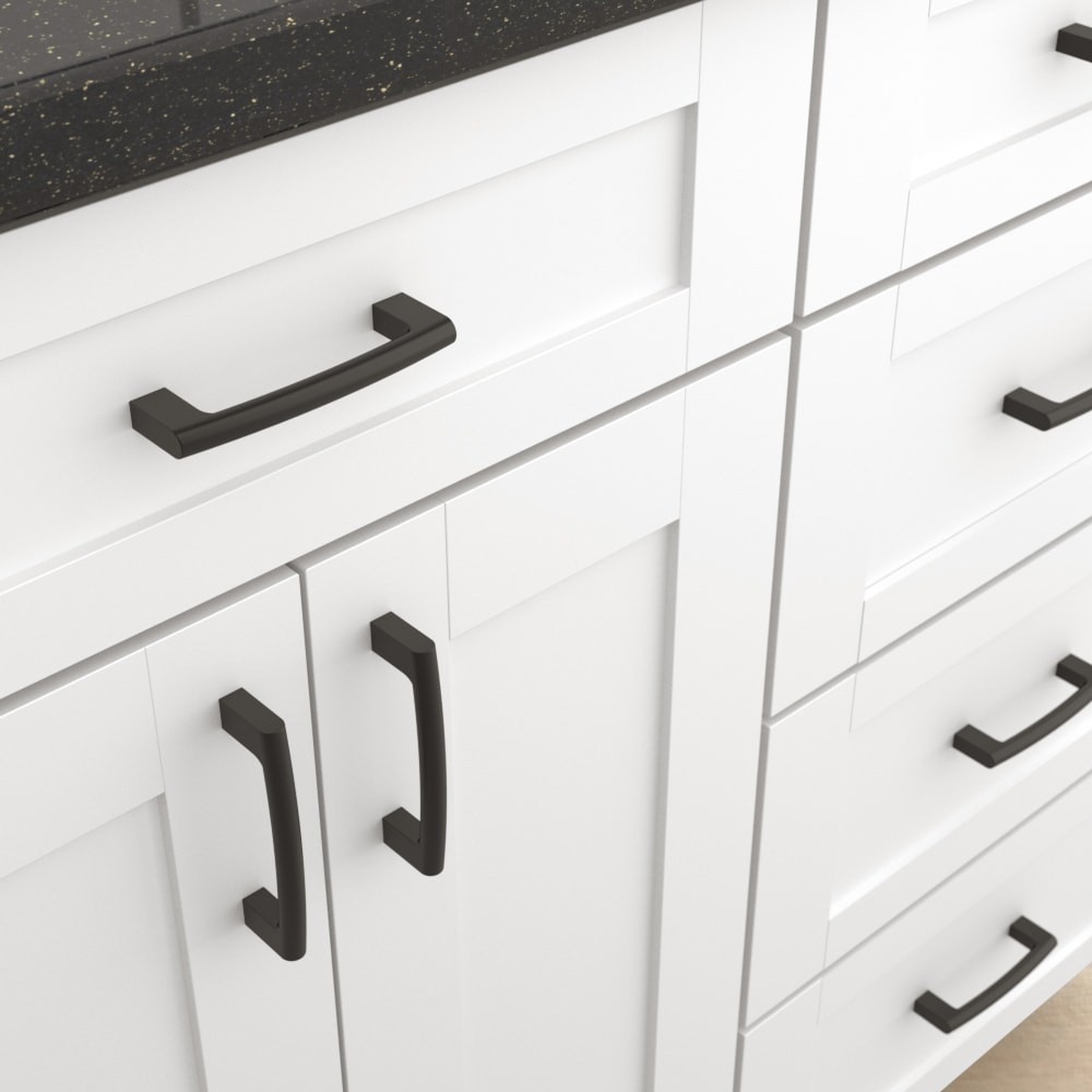 slide 3 of 6, Origin 21 NOE 3-3/4-in , 96mm Center to Center Matte Black Cylindrical Handle Drawer Pull, 1 ct