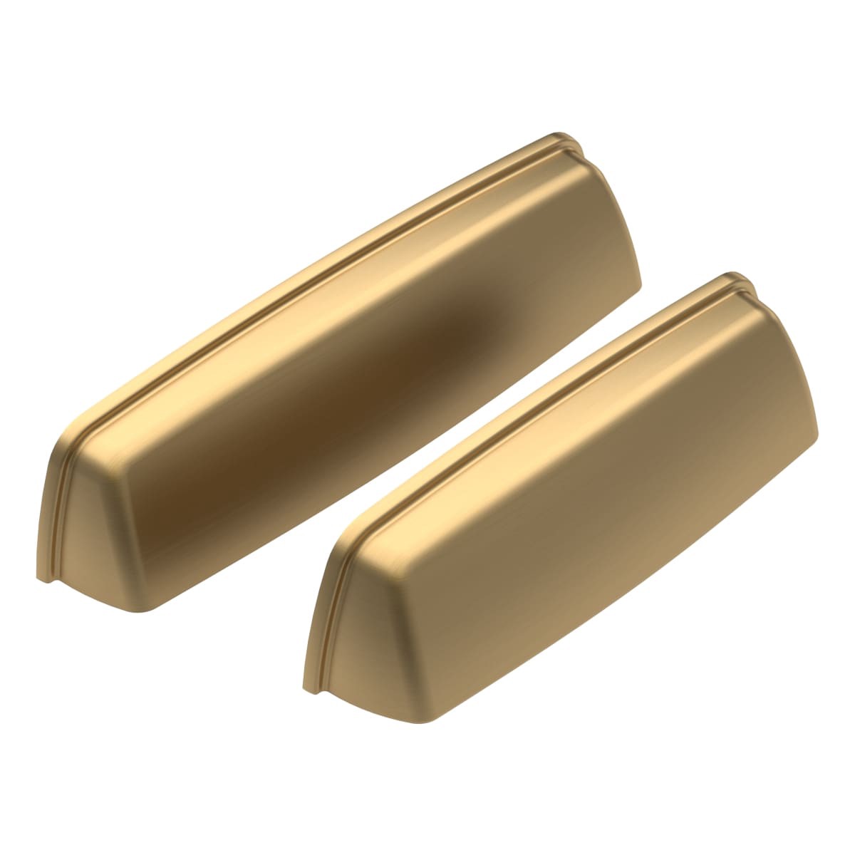 slide 5 of 6, allen + roth EIRA 5-1/16-in , 128mm Center to Center Brushed Gold Oblong Cup Drawer Pull, 1 ct