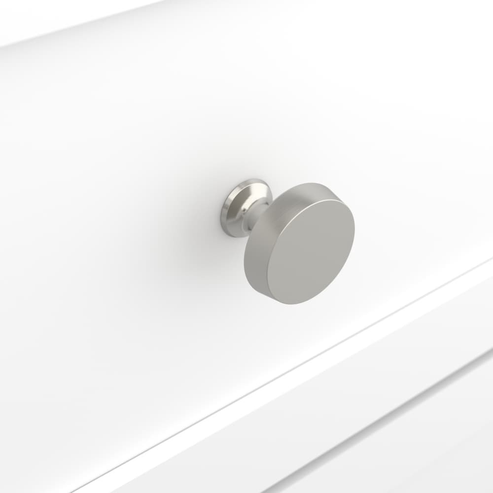slide 3 of 6, Origin 21 ALLETA 1-1/4-in Satin Nickel Round Casual Cabinet Knob, 1 ct