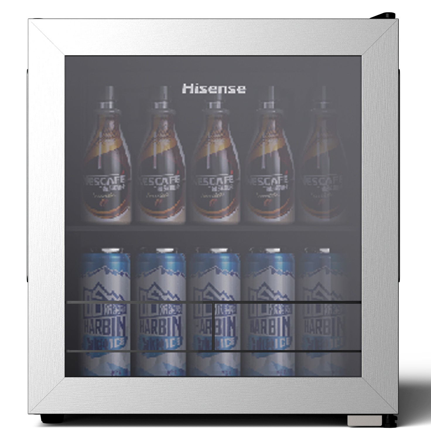 slide 2 of 6, Hisense 17.5-in W 48 -Can Capacity Silver Freestanding Indoor Beverage Refrigerator with Glass Door, 1 ct