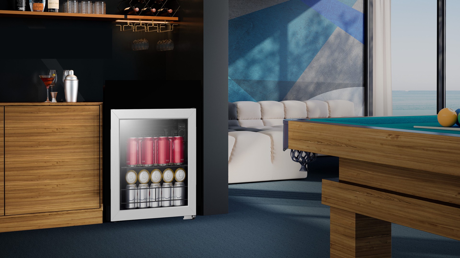 slide 3 of 6, Hisense 17.5-in W 48 -Can Capacity Silver Freestanding Indoor Beverage Refrigerator with Glass Door, 1 ct