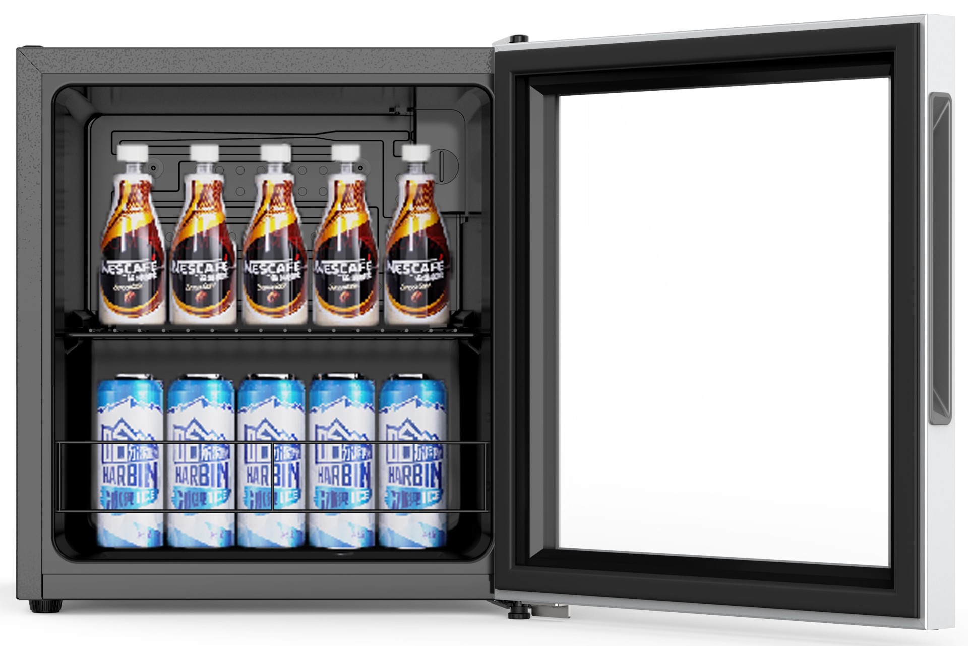 slide 4 of 6, Hisense 17.5-in W 48 -Can Capacity Silver Freestanding Indoor Beverage Refrigerator with Glass Door, 1 ct