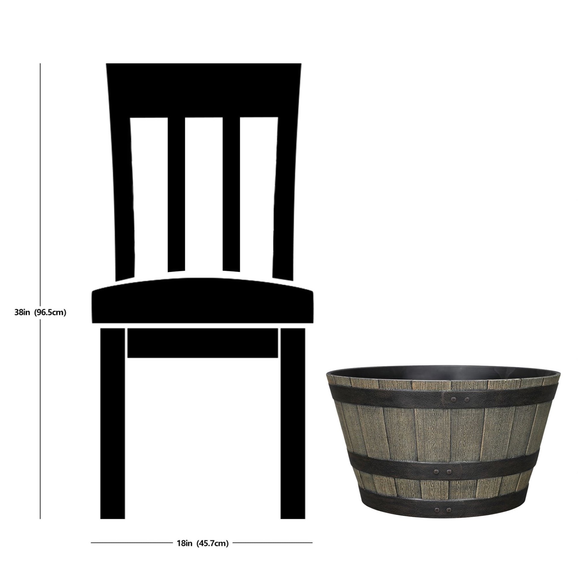 slide 6 of 6, Style Selections Round 22.28-in W x 12.95-in H x 22.3-in D Brown Recycled plastic Contemporary/Modern Indoor/Outdoor Planter, 1 ct
