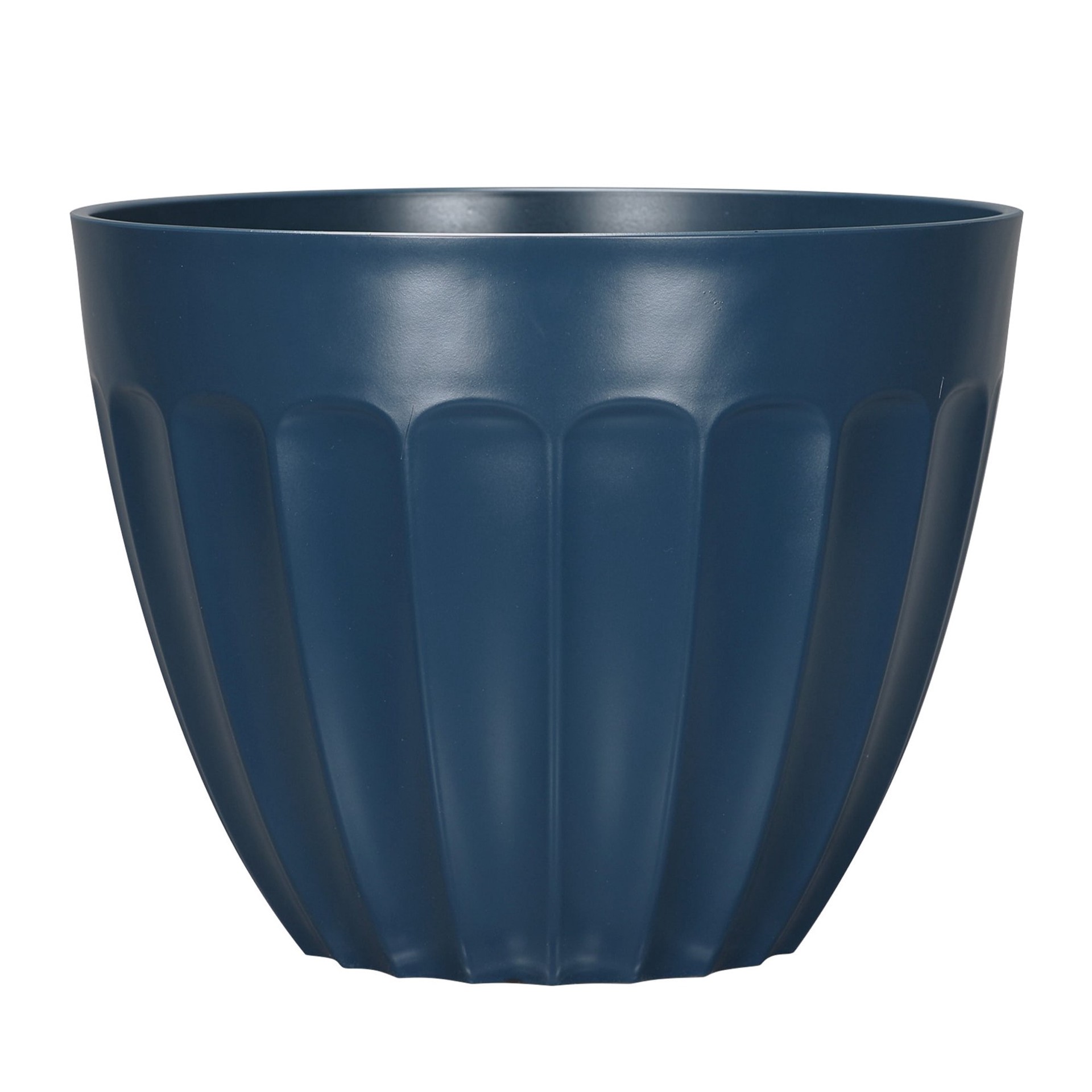 slide 1 of 6, allen + roth Round 15.16-in W x 15.16-in L Blue Recycled plastic Indoor/Outdoor Planter, 1 ct