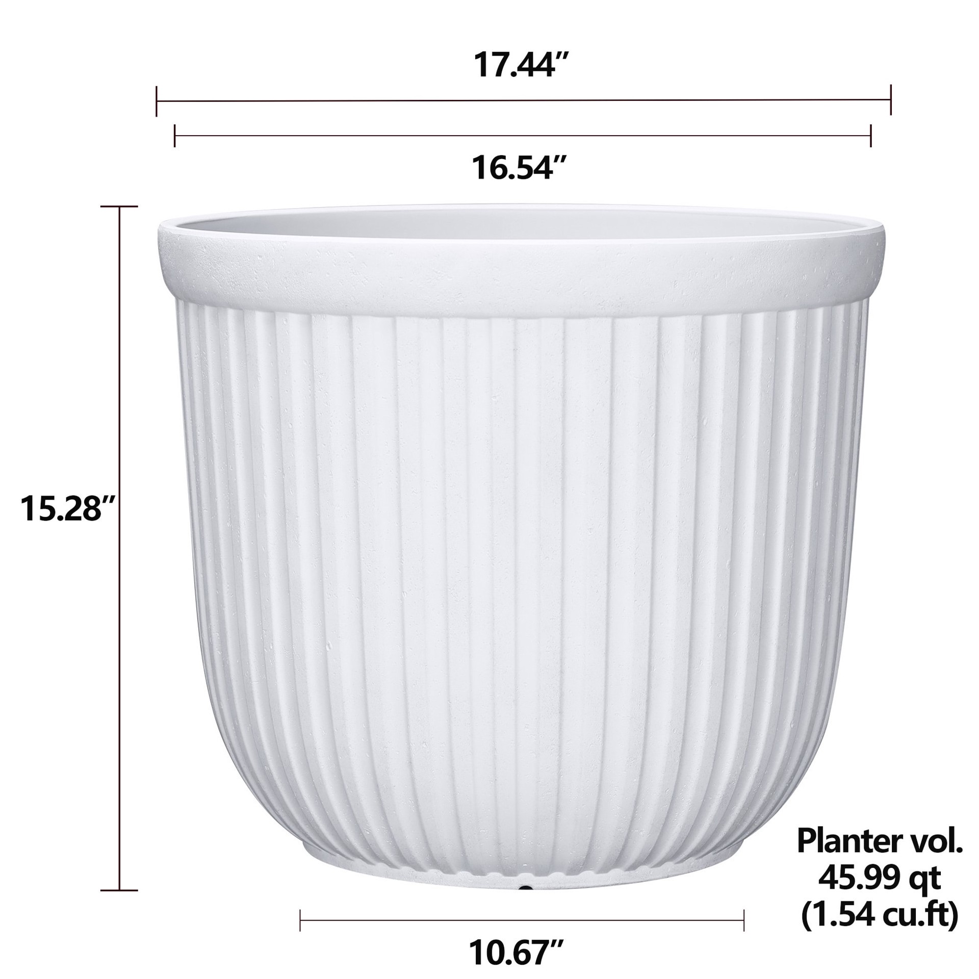 slide 4 of 6, Origin 21 Round 16.54-in W x 16.54-in L White Recycled plastic Indoor/Outdoor Planter, 1 ct