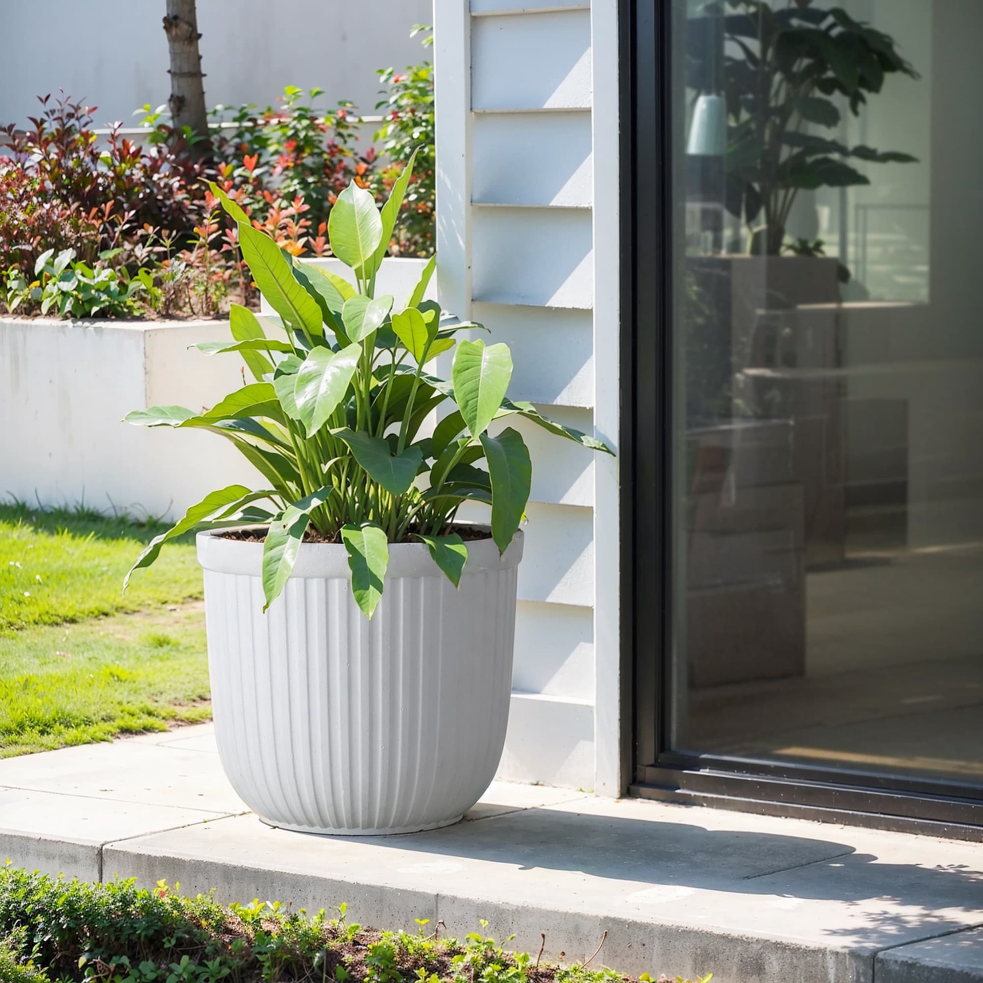 slide 2 of 6, Origin 21 Round 13.03-in W x 13.03-in L White Recycled plastic Indoor/Outdoor Planter, 1 ct