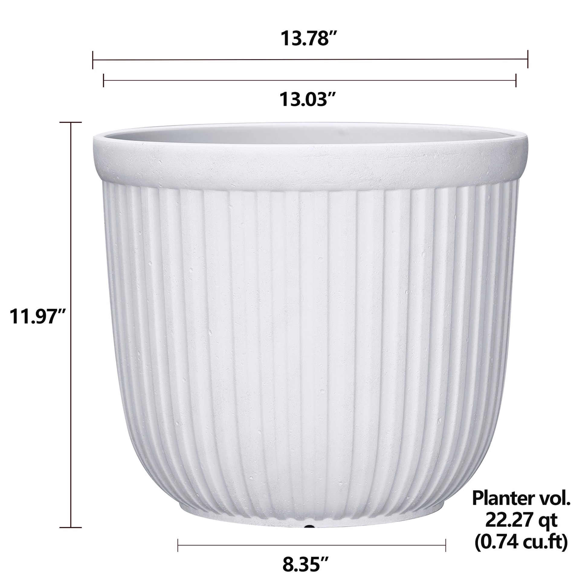 slide 4 of 6, Origin 21 Round 13.03-in W x 13.03-in L White Recycled plastic Indoor/Outdoor Planter, 1 ct