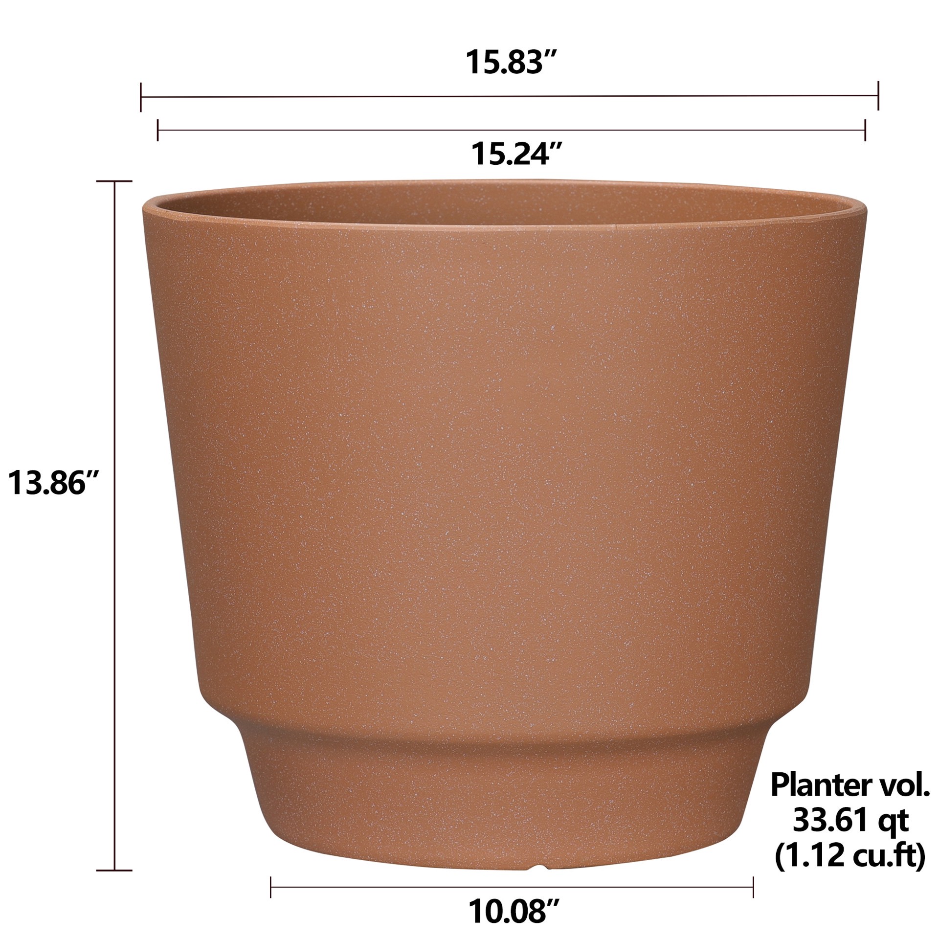 slide 4 of 6, allen + roth Round 15.24-in W x 15.24-in L Orange Recycled plastic Indoor/Outdoor Planter, 1 ct