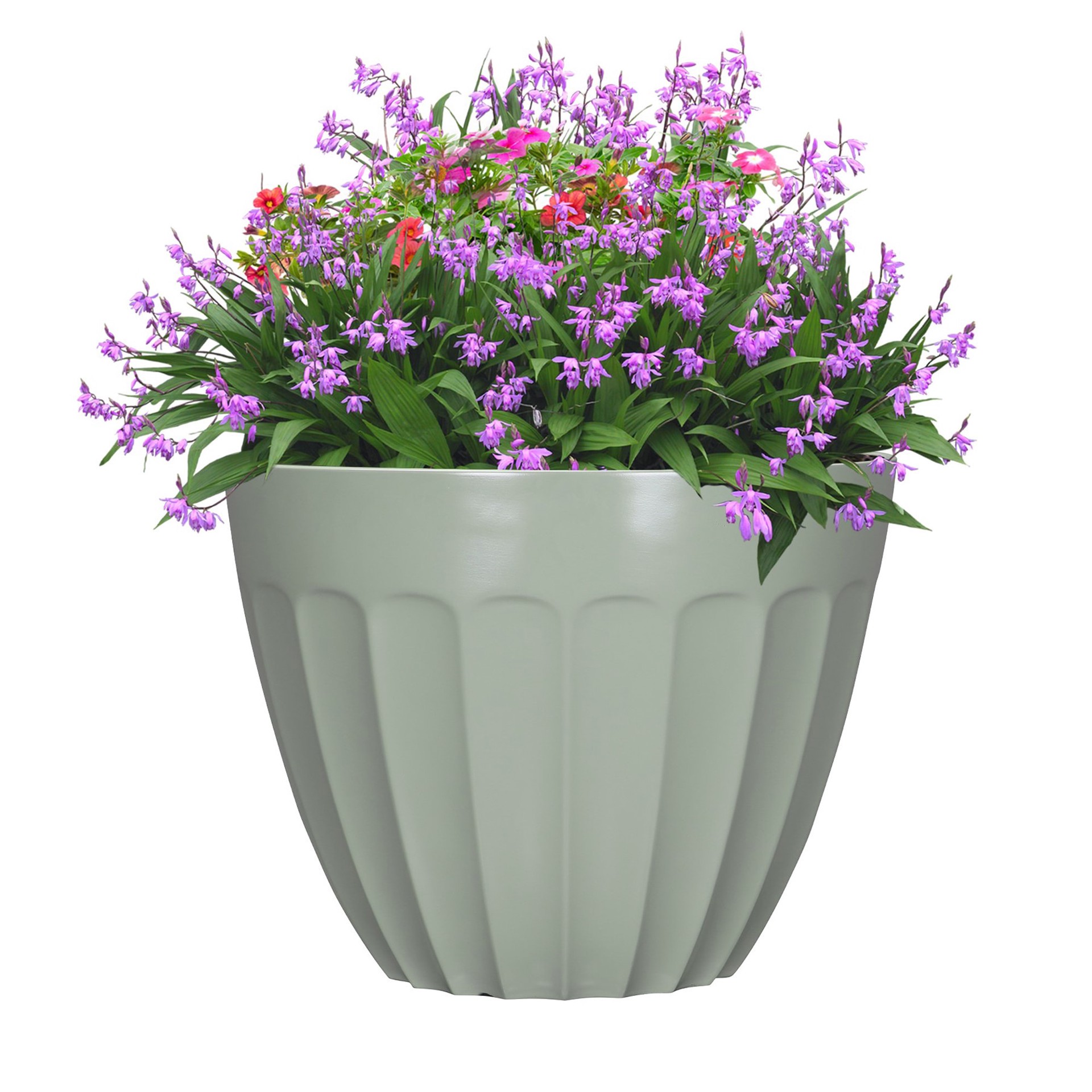 slide 3 of 6, allen + roth Round 4.8-in W x 4.8-in L Green Recycled plastic Indoor/Outdoor Planter, 1 ct