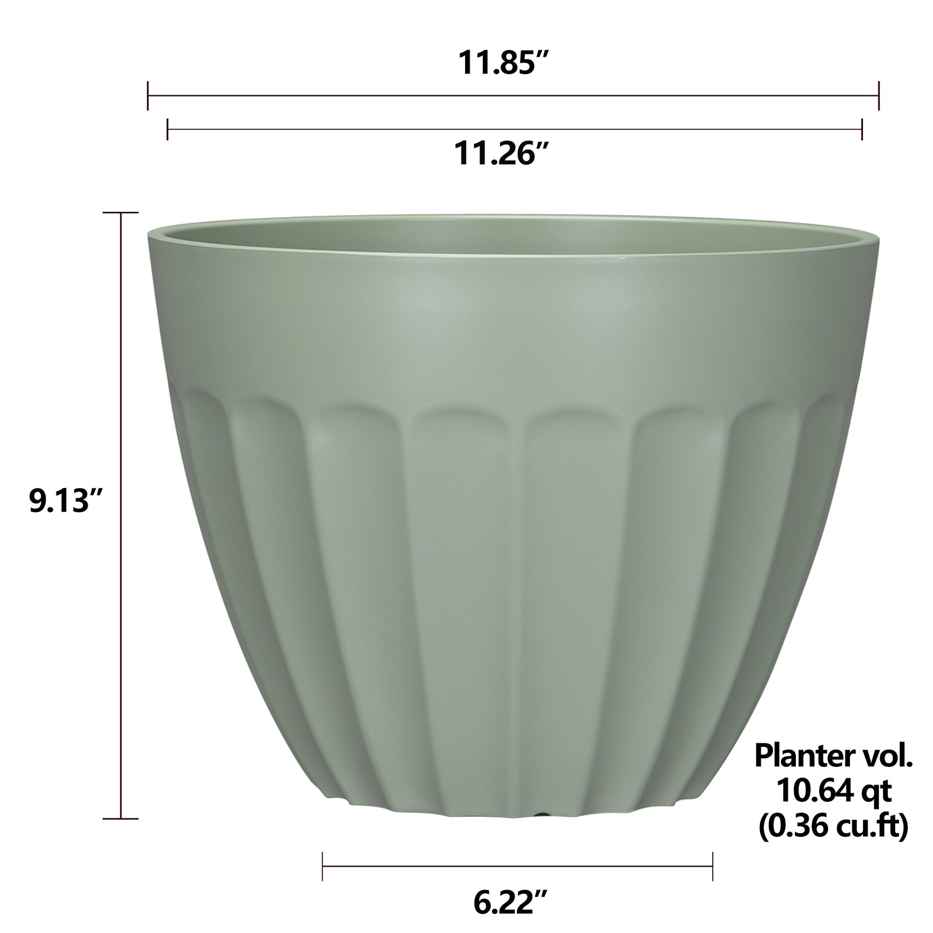 slide 4 of 6, allen + roth Round 4.8-in W x 4.8-in L Green Recycled plastic Indoor/Outdoor Planter, 1 ct