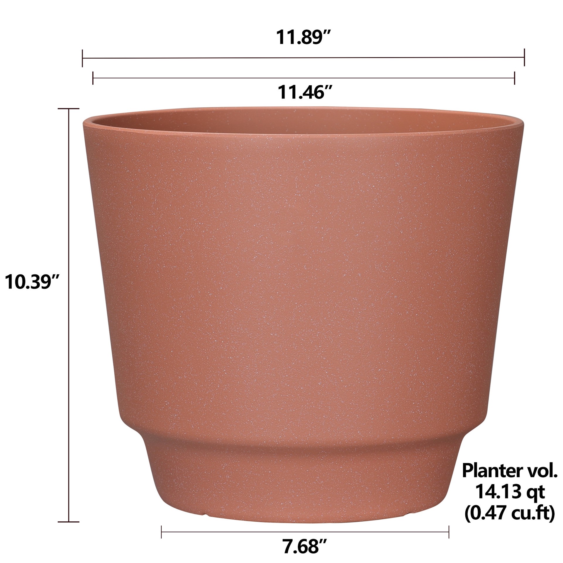 slide 4 of 6, allen + roth Round 11.46-in W x 11.46-in L Orange Recycled plastic Indoor/Outdoor Planter, 1 ct