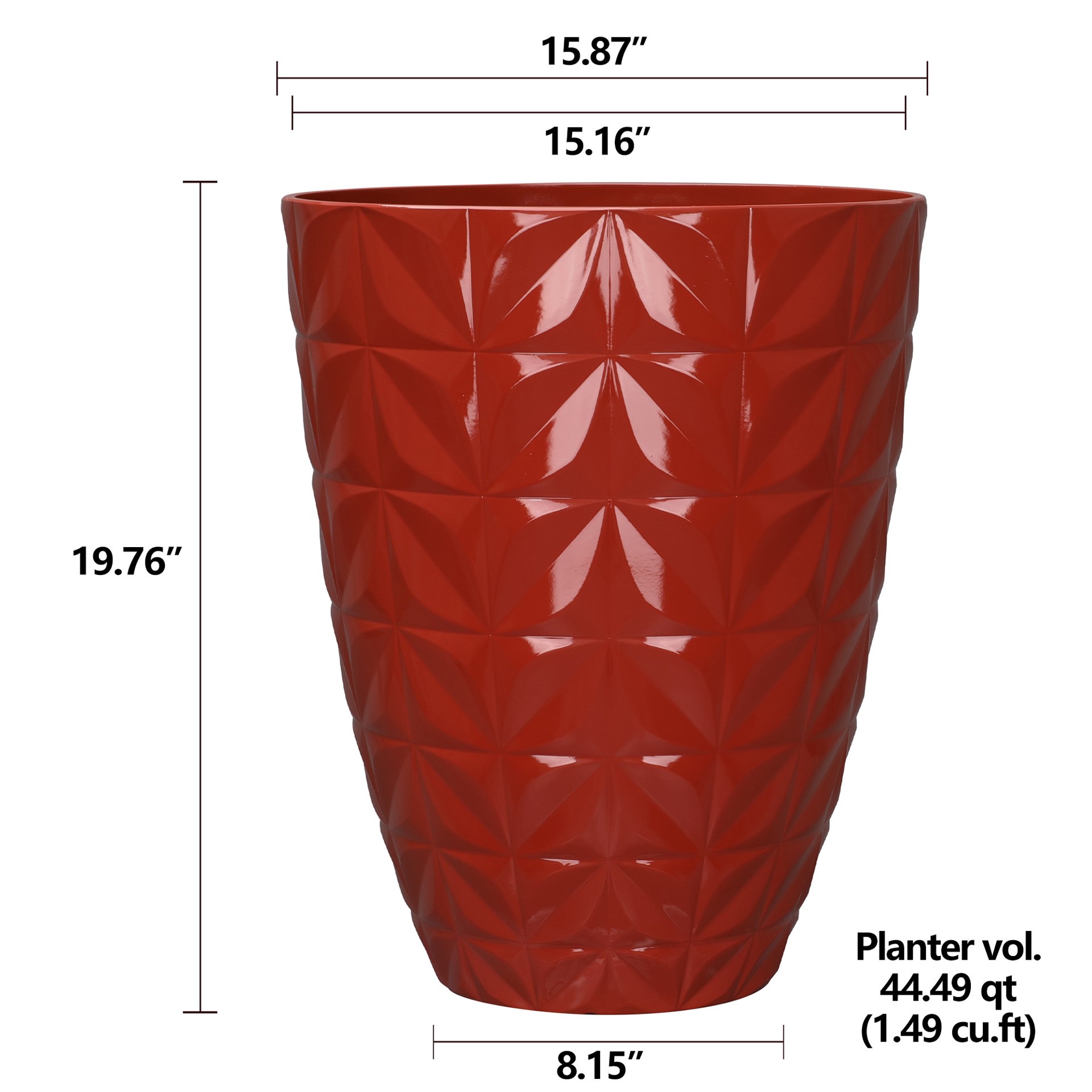 slide 4 of 6, allen + roth Round 15.16-in W x 15.16-in L Red Recycled plastic Indoor/Outdoor Planter, 1 ct