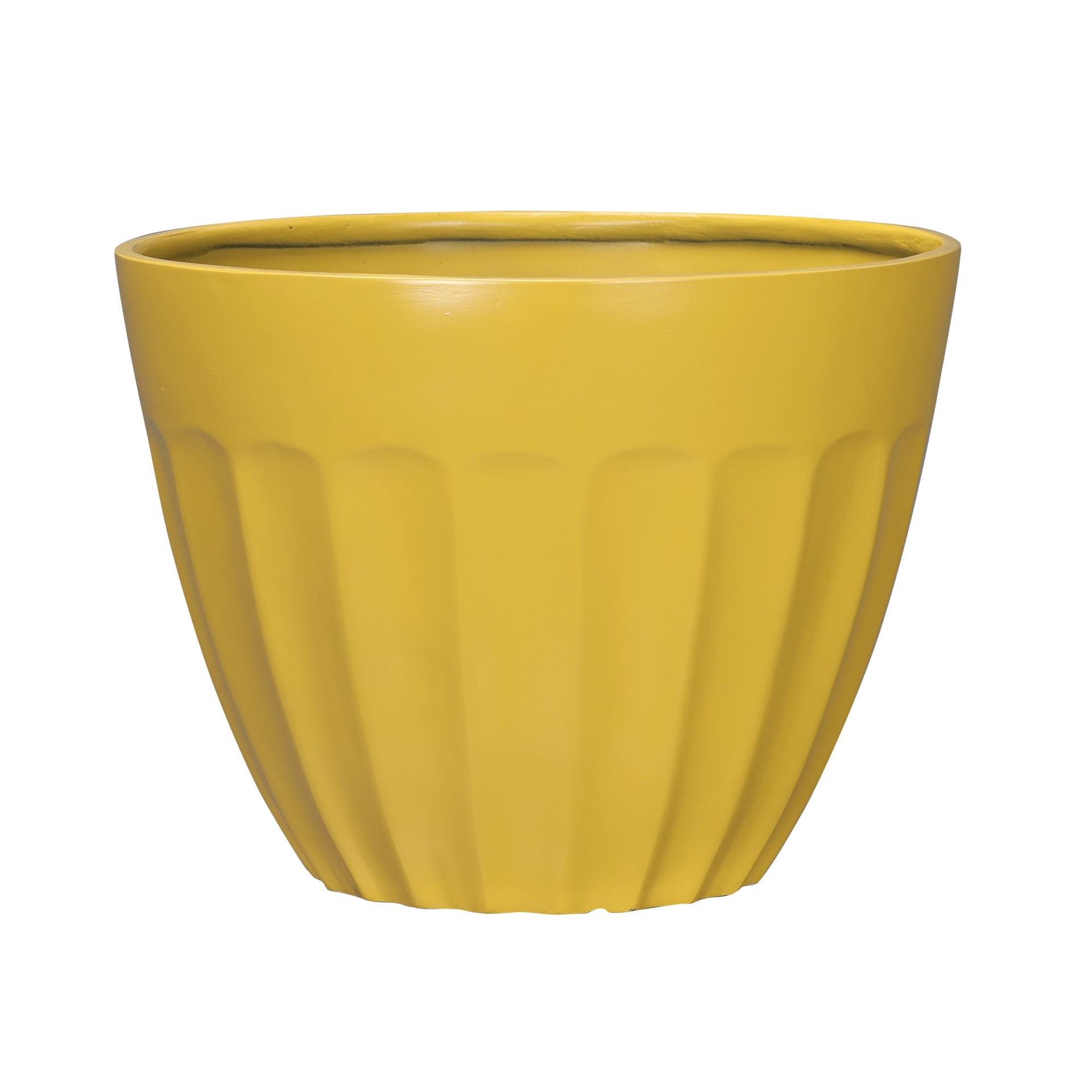 slide 1 of 6, allen + roth Round 11.26-in W x 11.26-in L Yellow Recycled plastic Indoor/Outdoor Planter, 1 ct