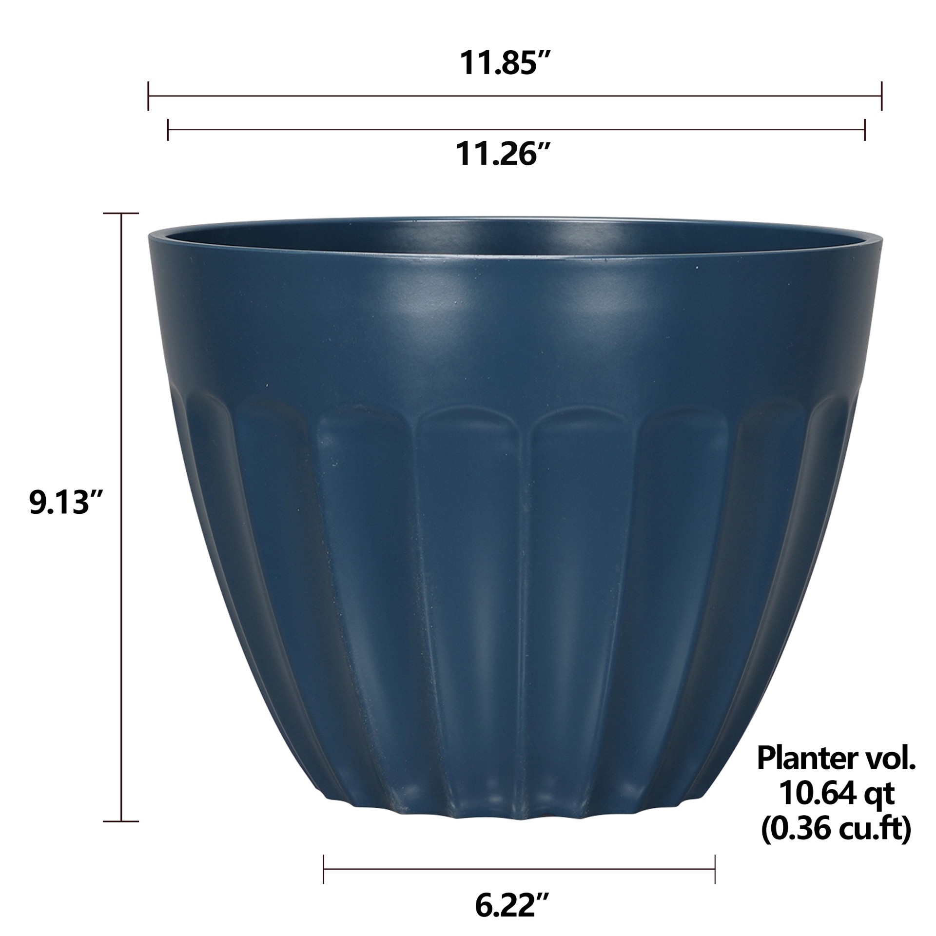 slide 4 of 6, allen + roth Round 11.26-in W x 11.26-in L Blue Recycled plastic Indoor/Outdoor Planter, 1 ct