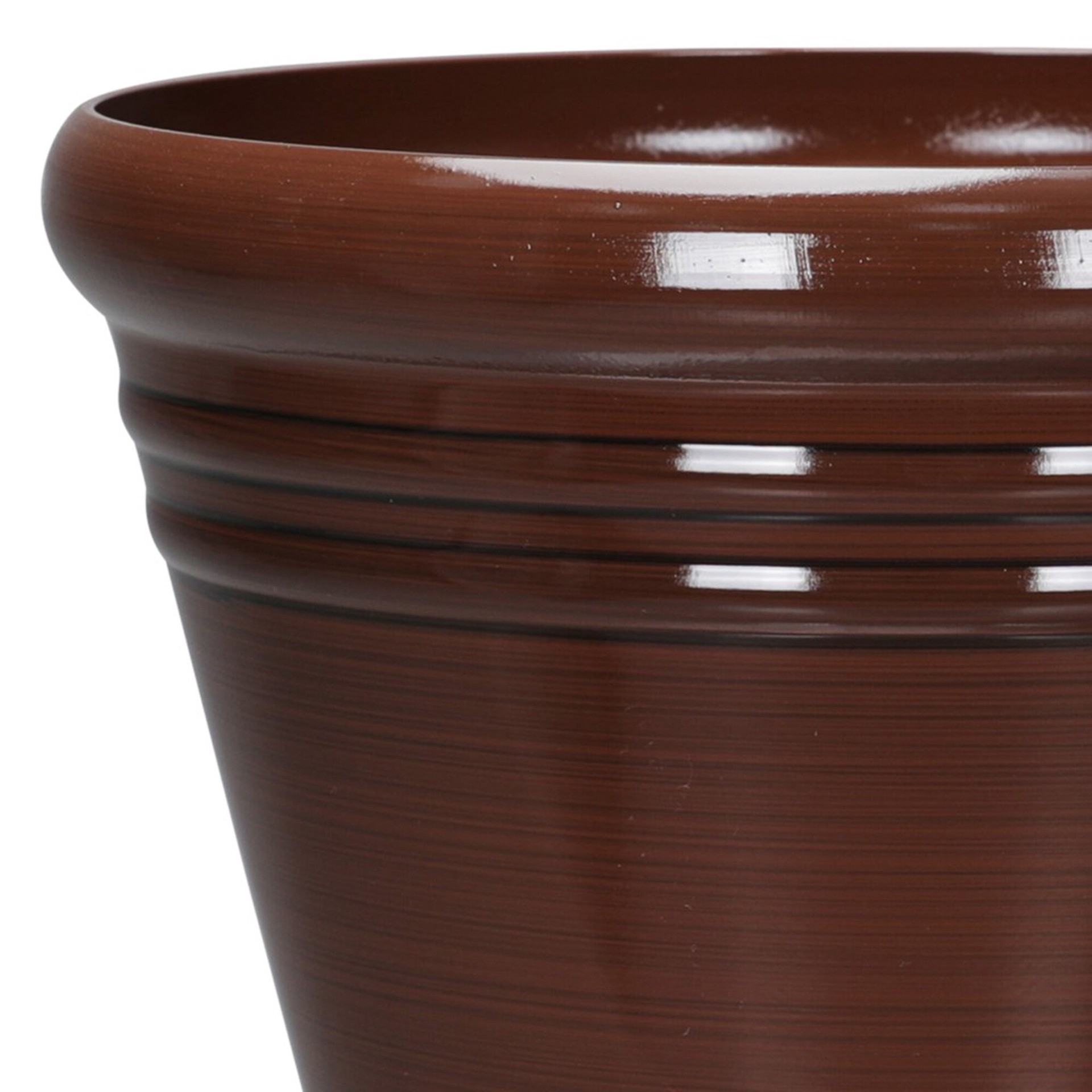 slide 5 of 6, Style Selections Round 20.35-in W x 17.38-in H x Brown Recycled plastic Contemporary/Modern Indoor/Outdoor Planter, 1 ct