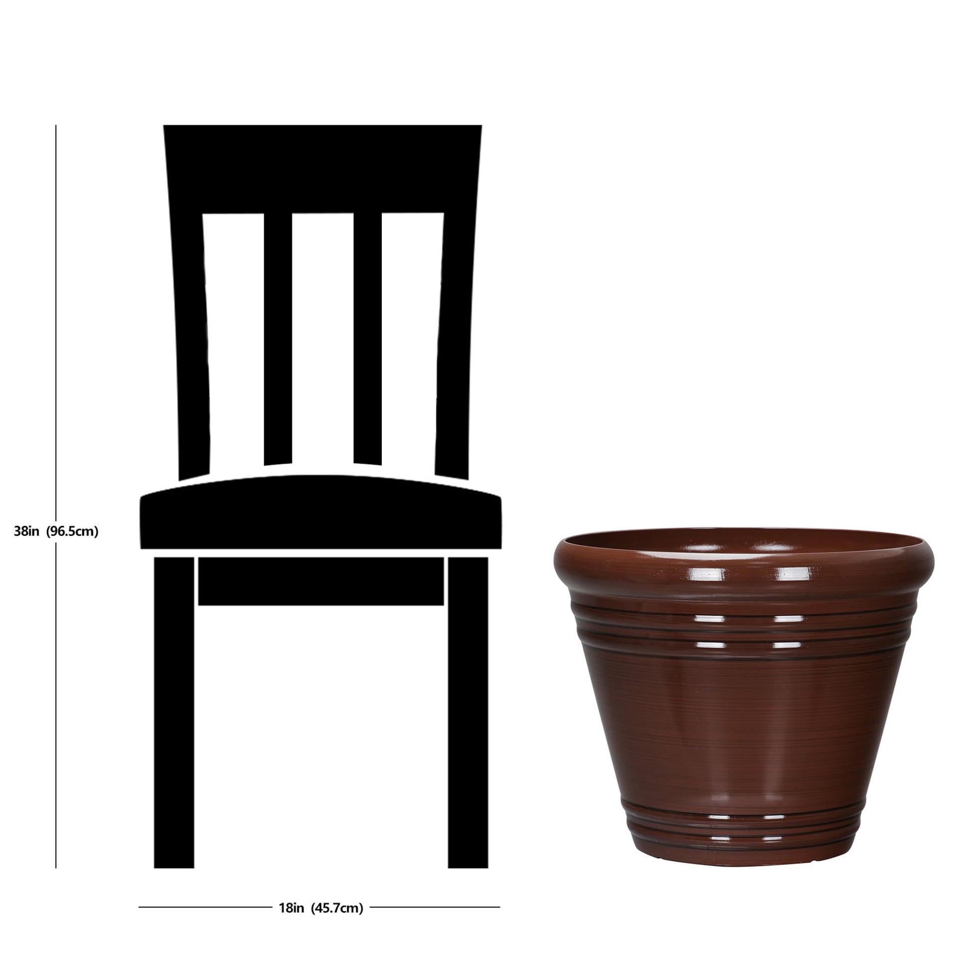 slide 6 of 6, Style Selections Round 20.35-in W x 17.38-in H x Brown Recycled plastic Contemporary/Modern Indoor/Outdoor Planter, 1 ct
