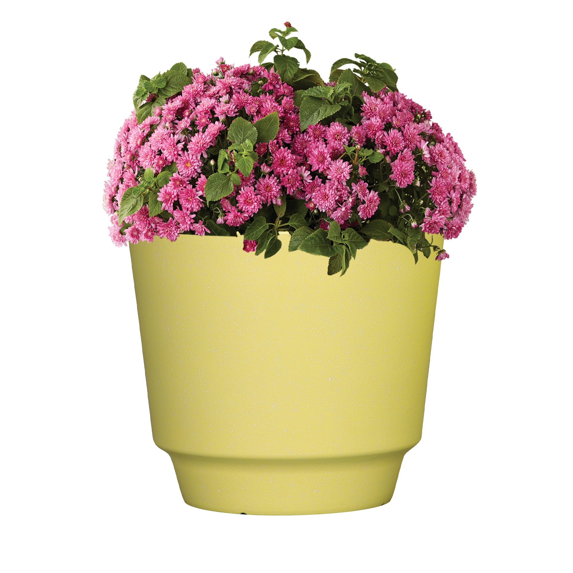 slide 3 of 6, allen + roth Round 11.46-in W x 11.46-in L Yellow Recycled plastic Indoor/Outdoor Planter, 1 ct