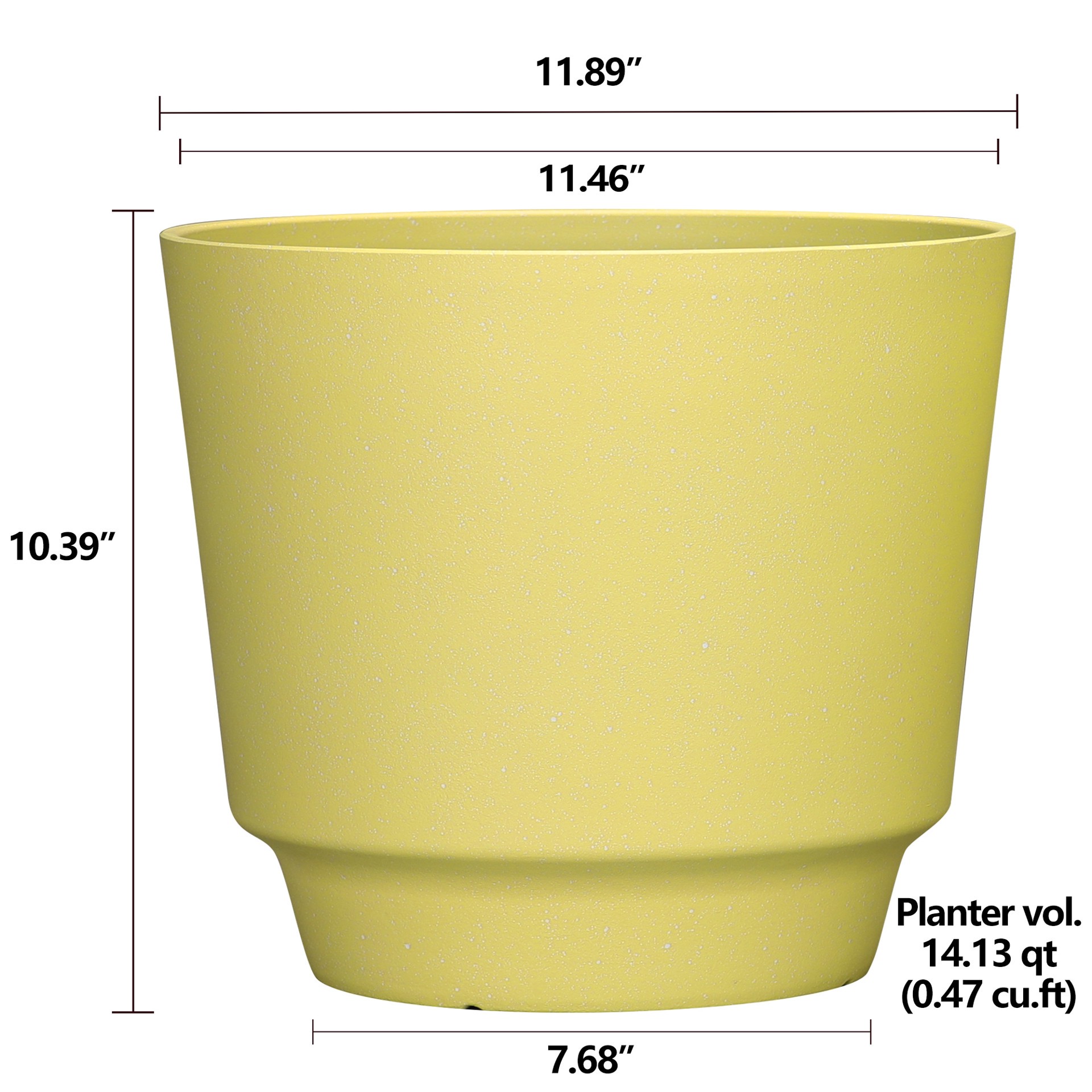 slide 4 of 6, allen + roth Round 11.46-in W x 11.46-in L Yellow Recycled plastic Indoor/Outdoor Planter, 1 ct