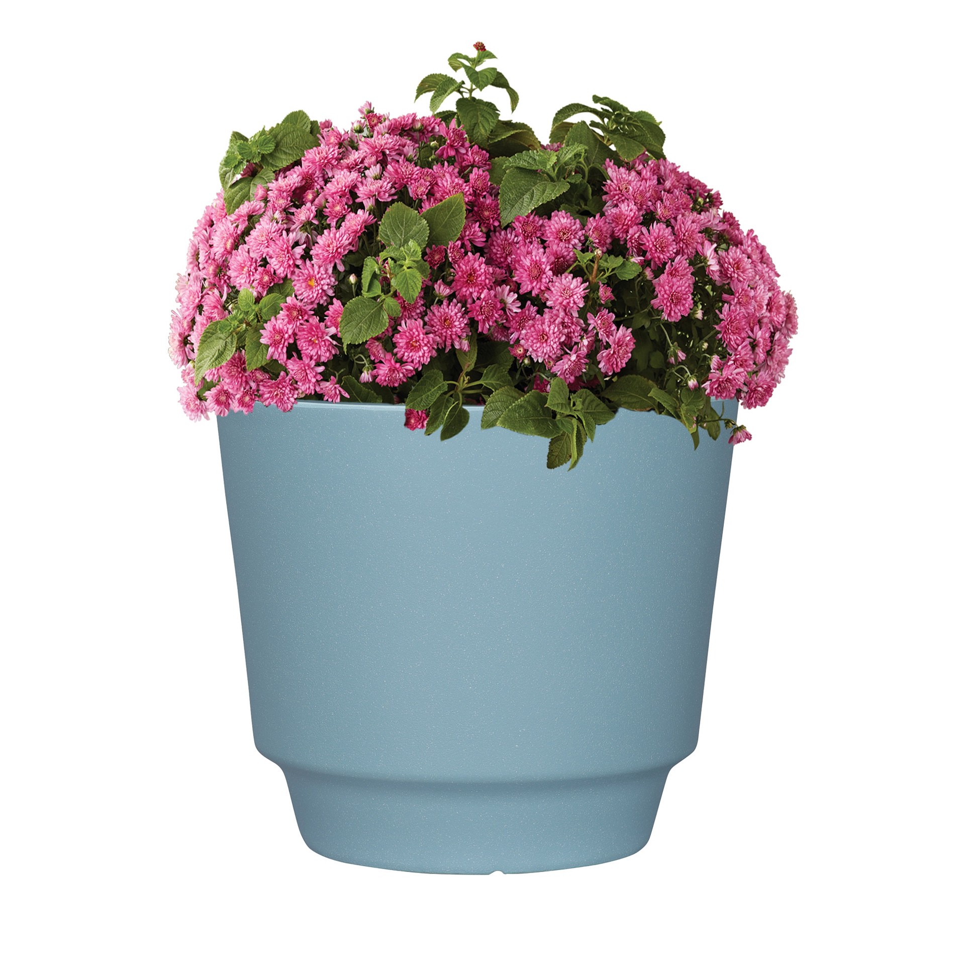 slide 3 of 6, allen + roth Round 15.24-in W x 15.24-in L Blue Recycled plastic Indoor/Outdoor Planter, 1 ct