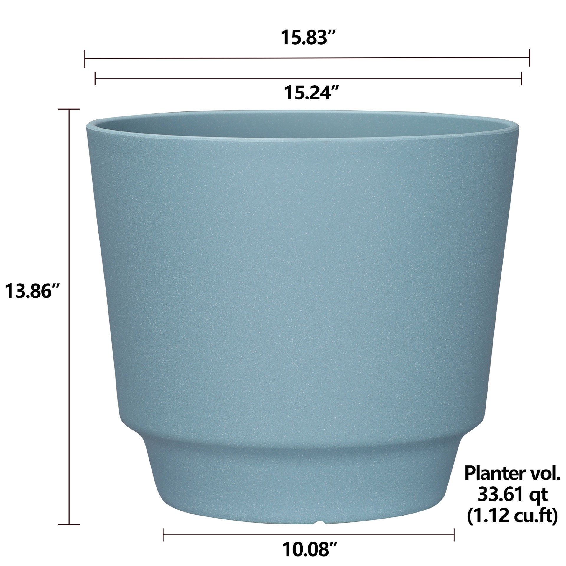 slide 4 of 6, allen + roth Round 15.24-in W x 15.24-in L Blue Recycled plastic Indoor/Outdoor Planter, 1 ct