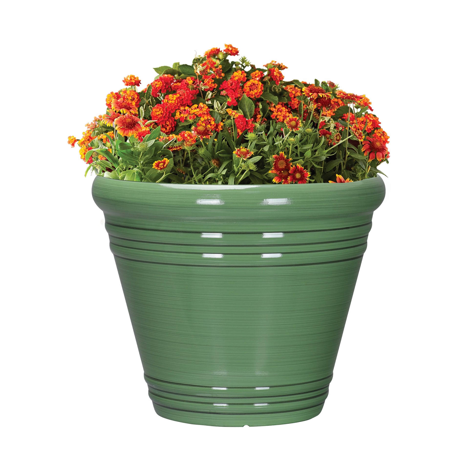 slide 3 of 6, Style Selections Round 20.35-in W x 17.38-in H x Green Recycled plastic Contemporary/Modern Indoor/Outdoor Planter, 1 ct