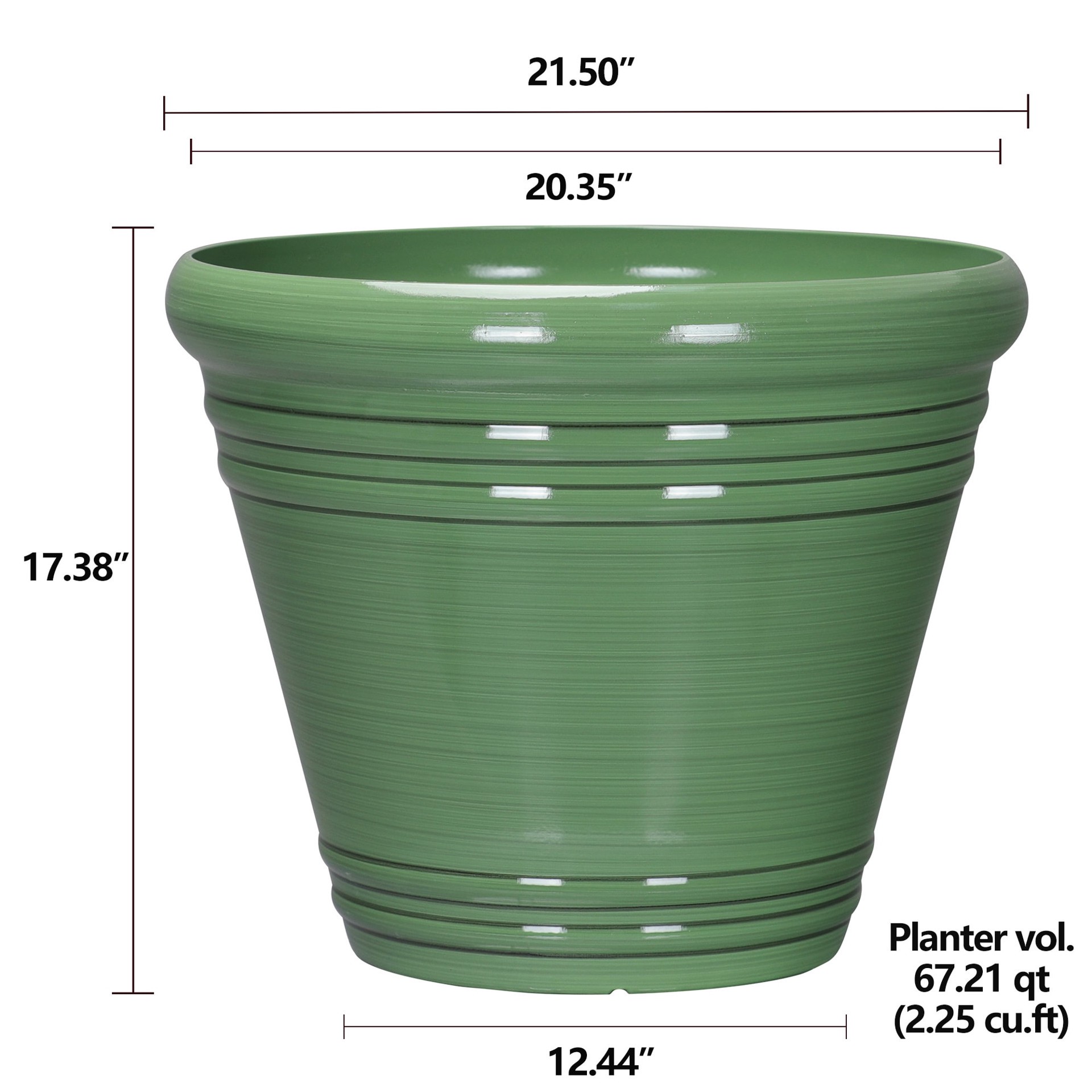 slide 4 of 6, Style Selections Round 20.35-in W x 17.38-in H x Green Recycled plastic Contemporary/Modern Indoor/Outdoor Planter, 1 ct