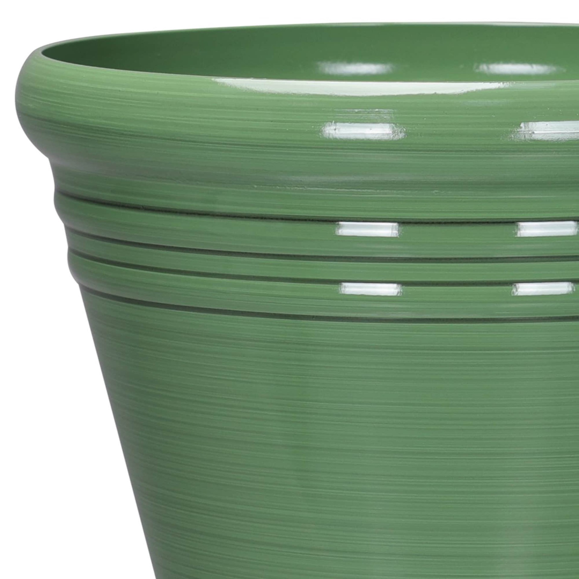 slide 5 of 6, Style Selections Round 20.35-in W x 17.38-in H x Green Recycled plastic Contemporary/Modern Indoor/Outdoor Planter, 1 ct