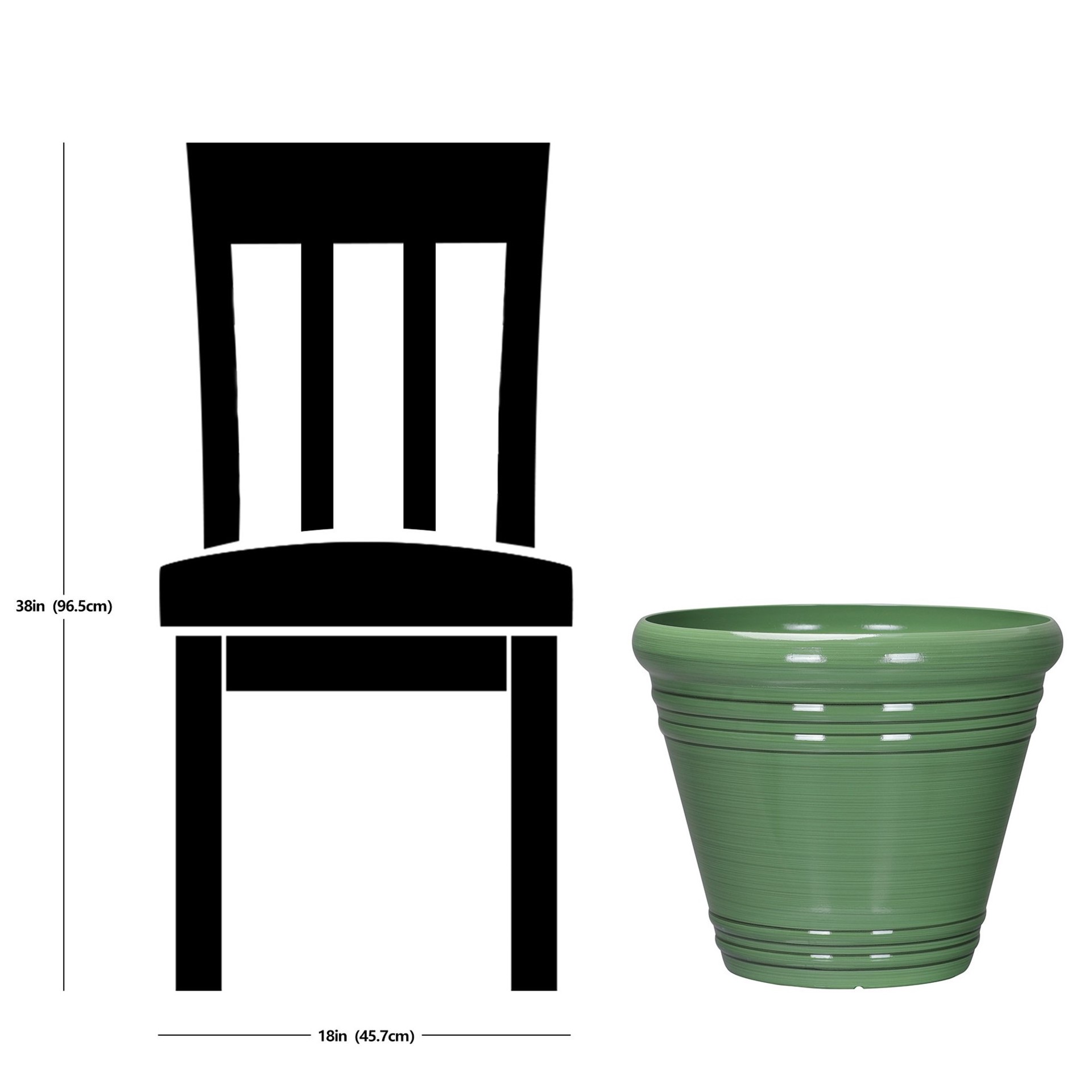 slide 6 of 6, Style Selections Round 20.35-in W x 17.38-in H x Green Recycled plastic Contemporary/Modern Indoor/Outdoor Planter, 1 ct