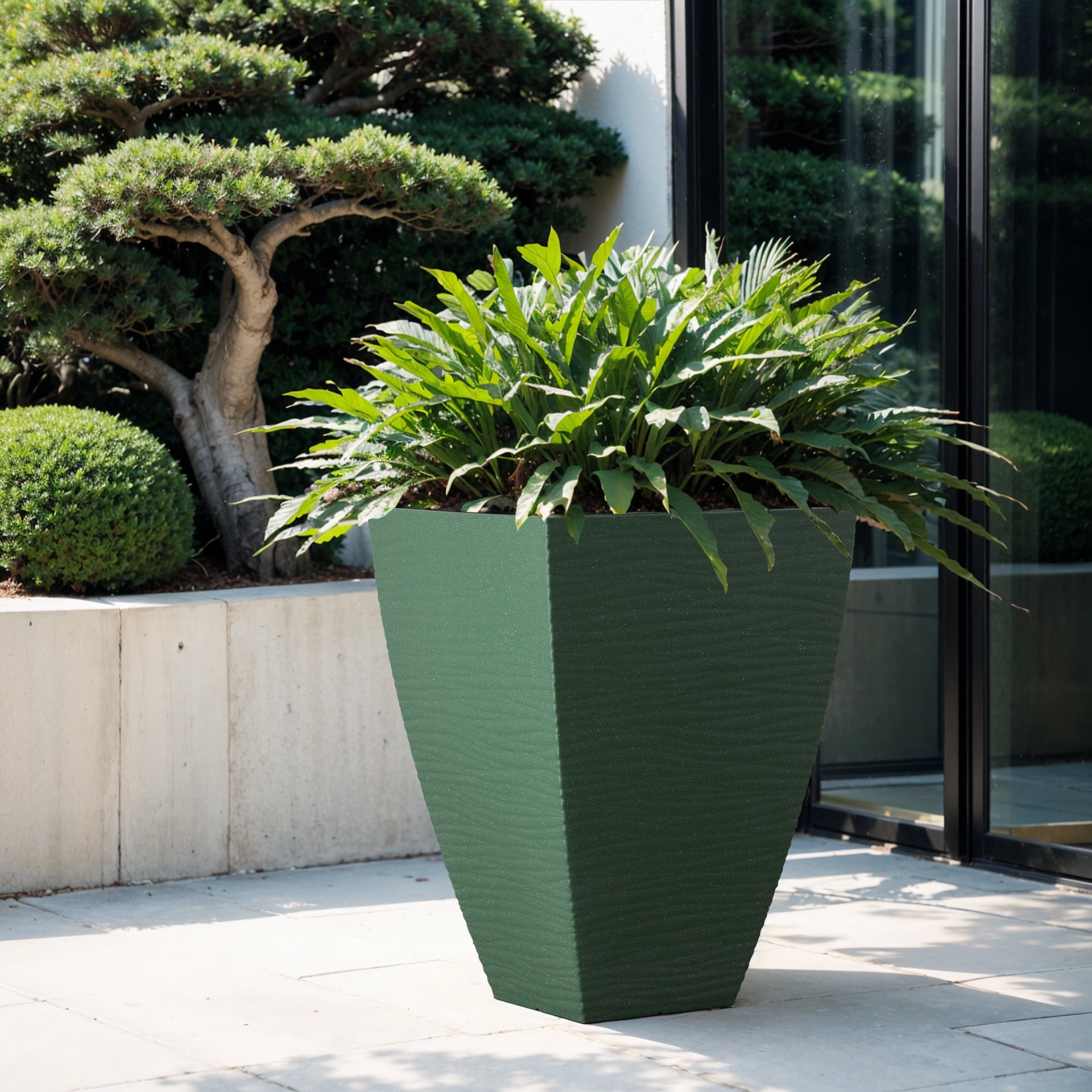 slide 2 of 6, allen + roth Square 14.37-in W x 14.37-in L Green Recycled plastic Indoor/Outdoor Planter, 1 ct