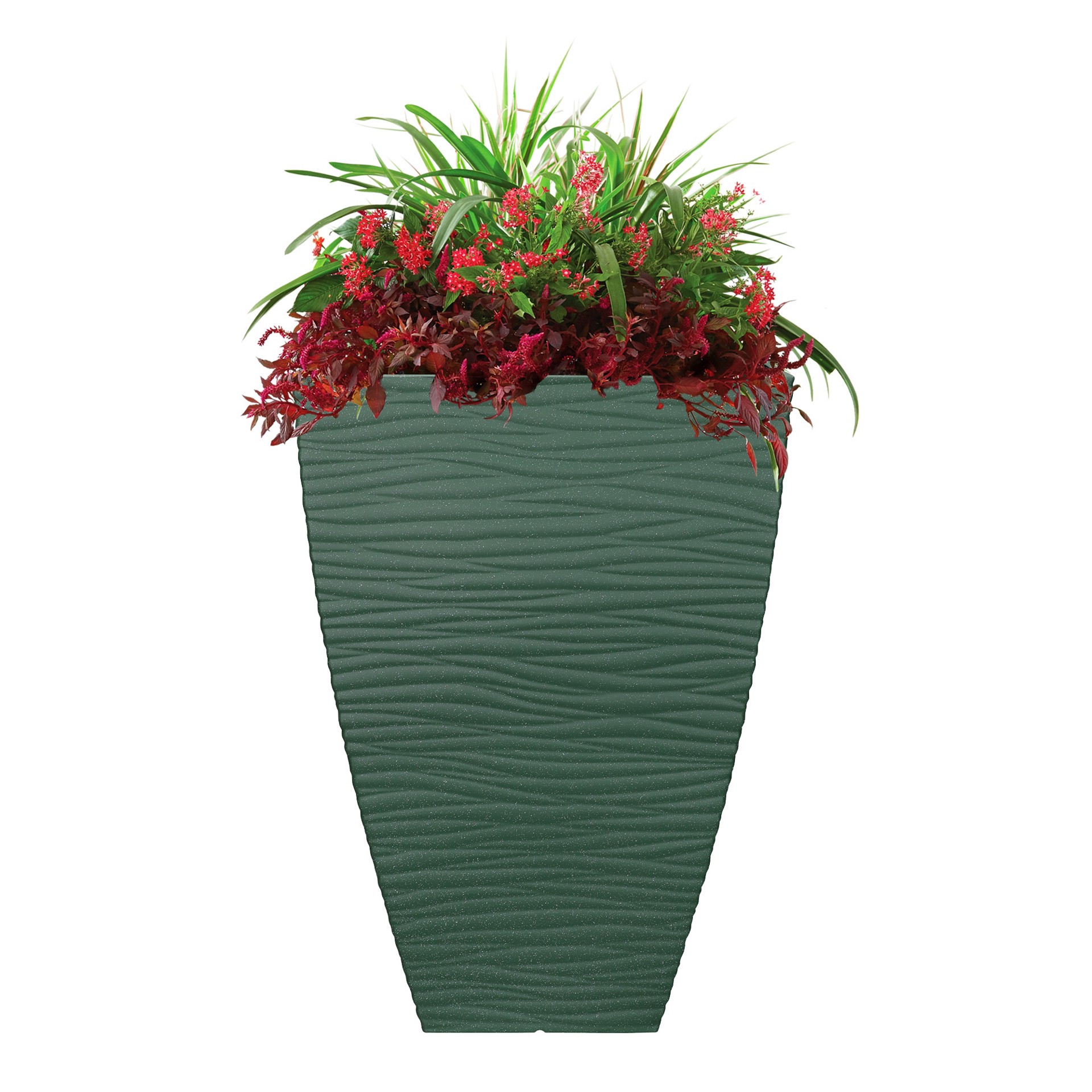 slide 3 of 6, allen + roth Square 14.37-in W x 14.37-in L Green Recycled plastic Indoor/Outdoor Planter, 1 ct