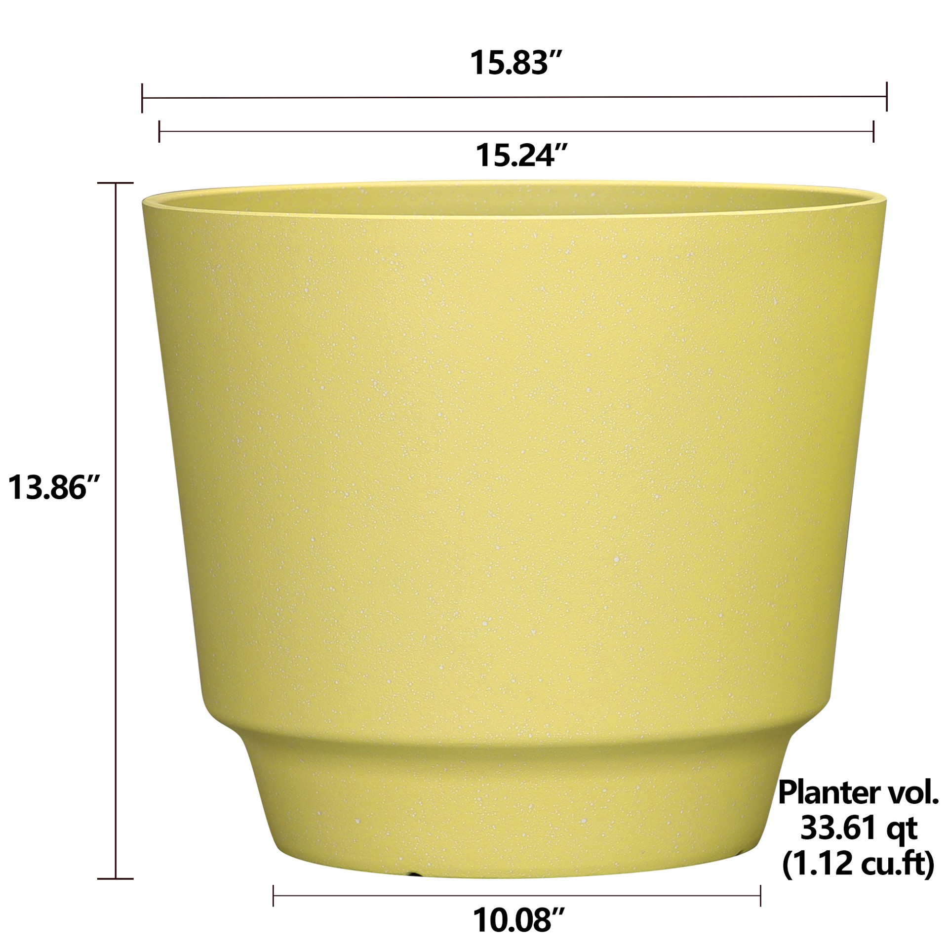 slide 4 of 6, allen + roth Round 15.24-in W x 15.24-in L Yellow Recycled plastic Indoor/Outdoor Planter, 1 ct