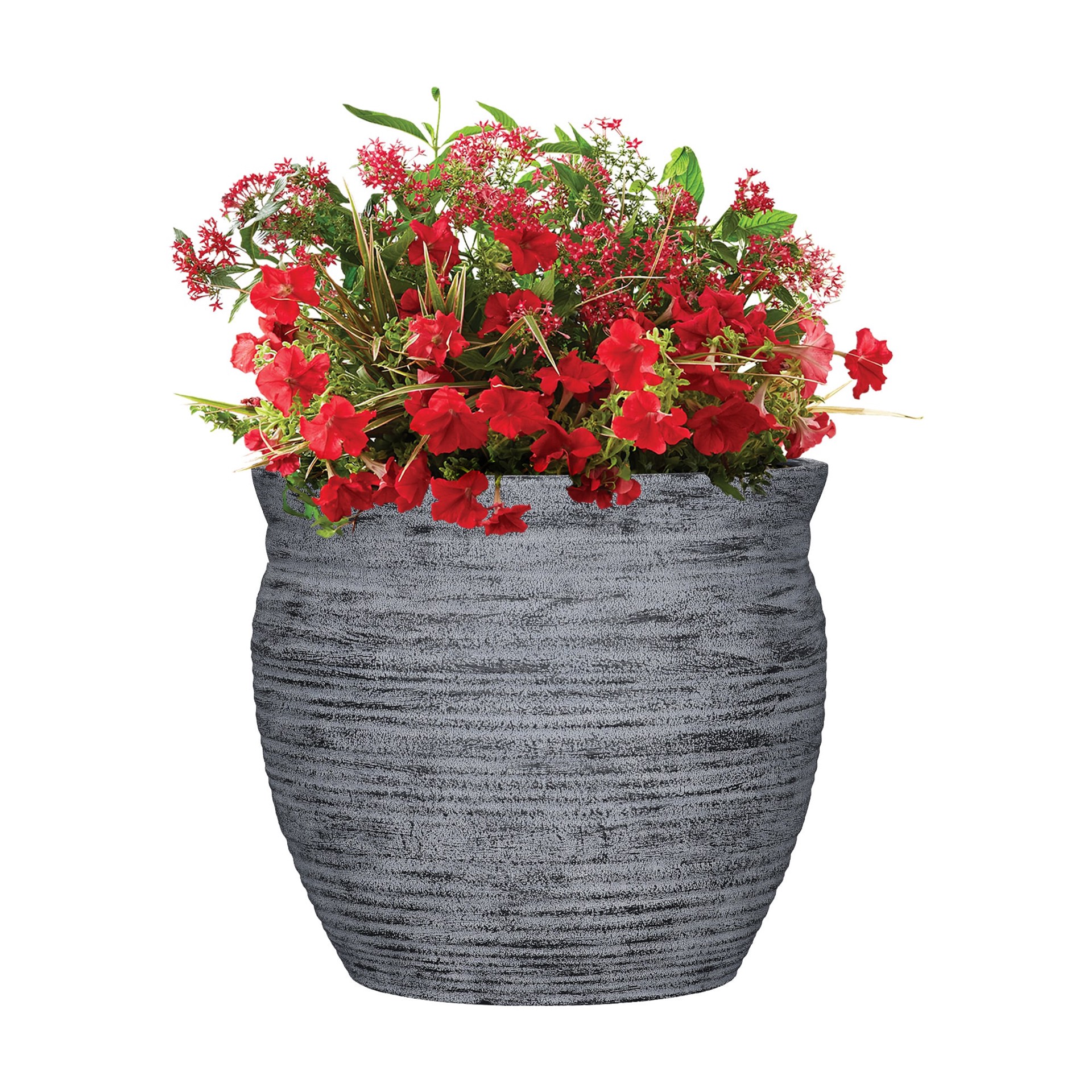 slide 3 of 6, allen + roth Round 12.05-in W x 12.05-in L Black Recycled plastic Indoor/Outdoor Planter, 1 ct