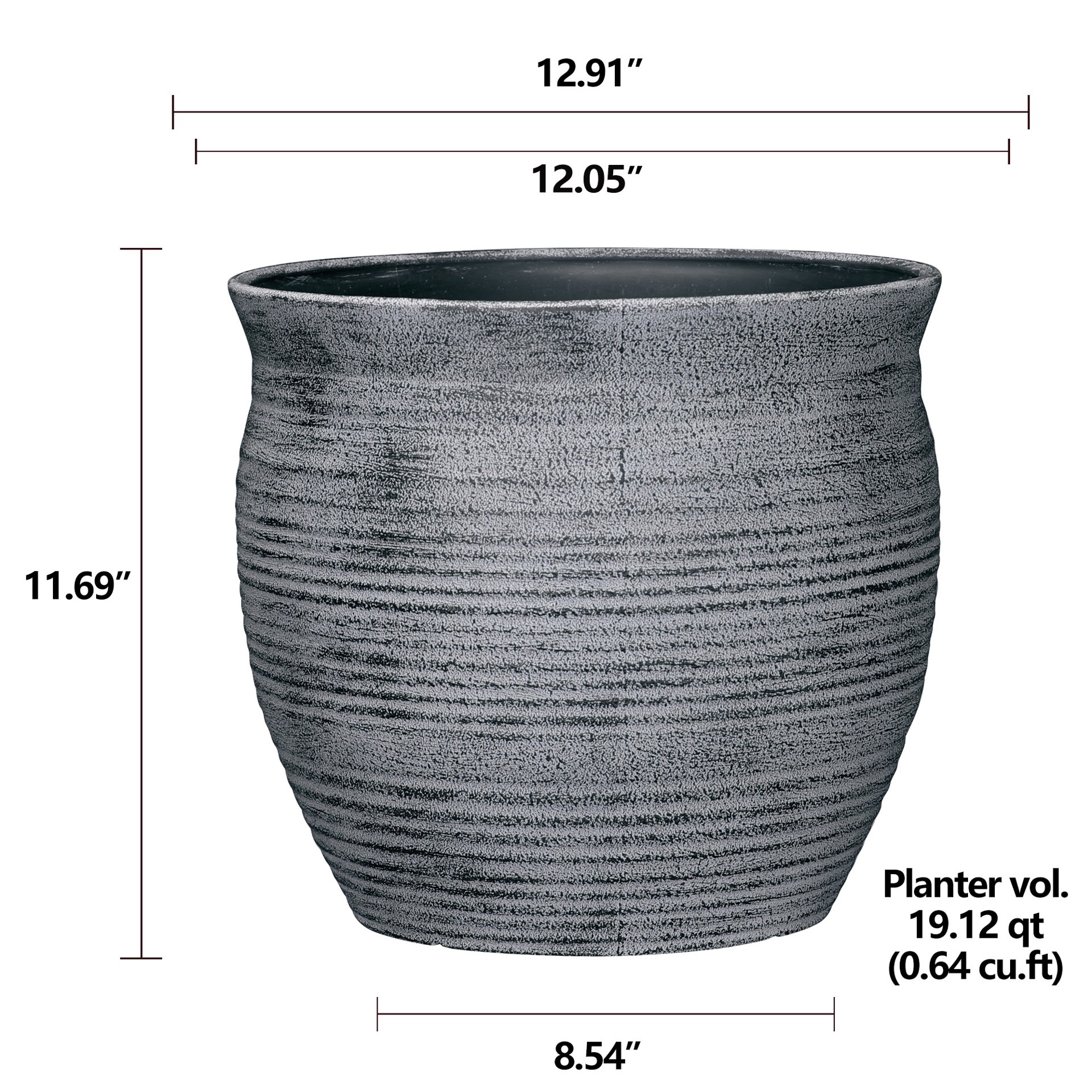 slide 4 of 6, allen + roth Round 12.05-in W x 12.05-in L Black Recycled plastic Indoor/Outdoor Planter, 1 ct